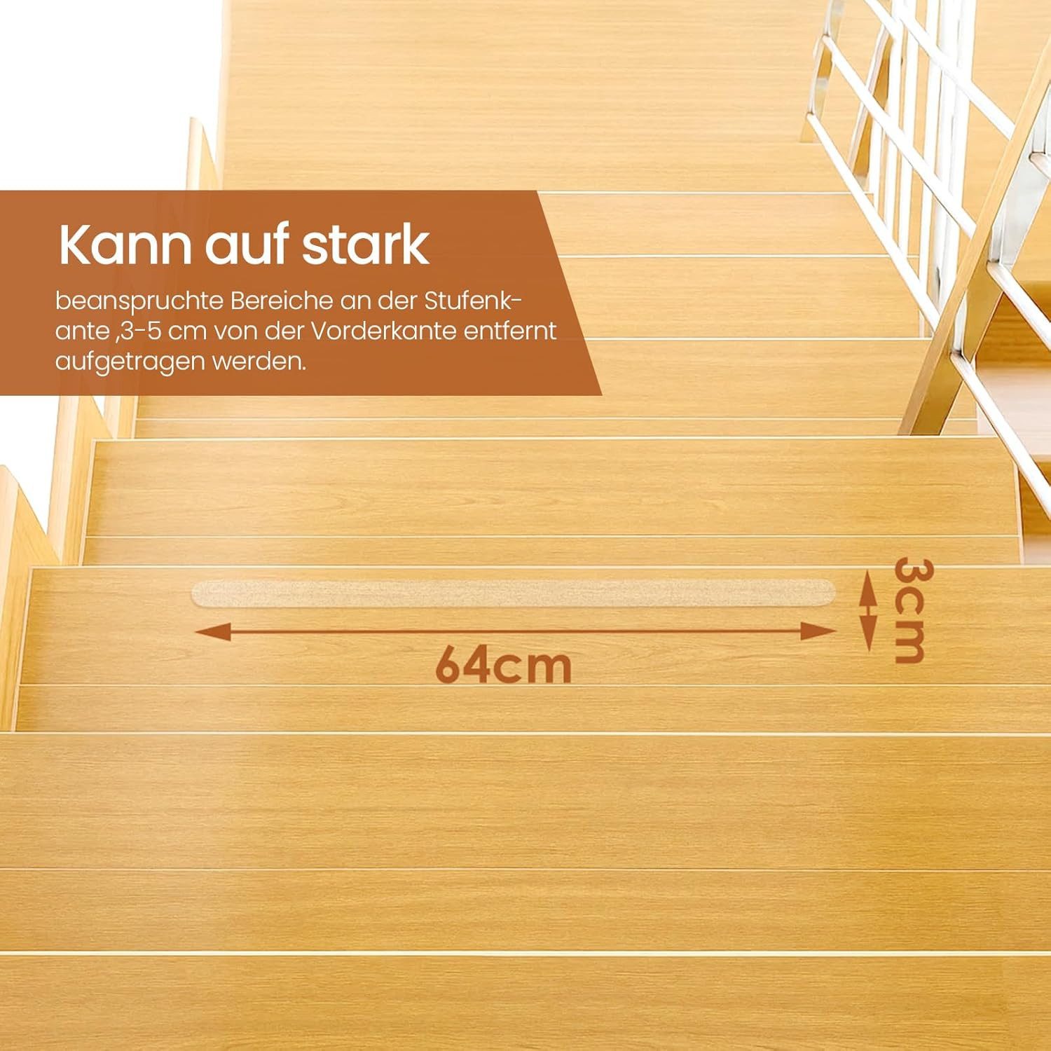 Youyijia Fliesenaufkleber 18 Stück Antirutsch Streifen für Treppen 3x64cm B günstig online kaufen
