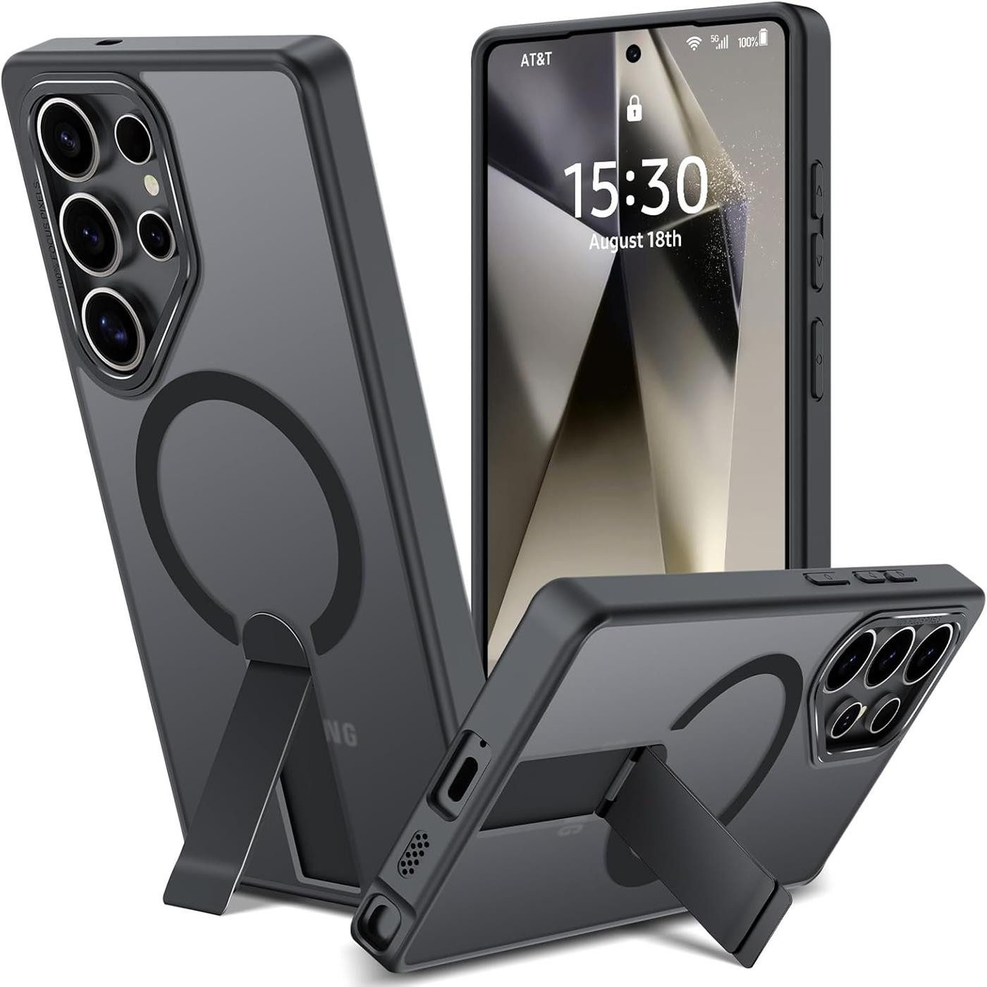 CoolGadget Handyhülle Kickstand Hybrid Hülle für Samsung Galaxy S24 Ultra 6,8 Zoll, Schutzhülle Militärschutz Ständer kompatibel mit MagSafe Magnetring