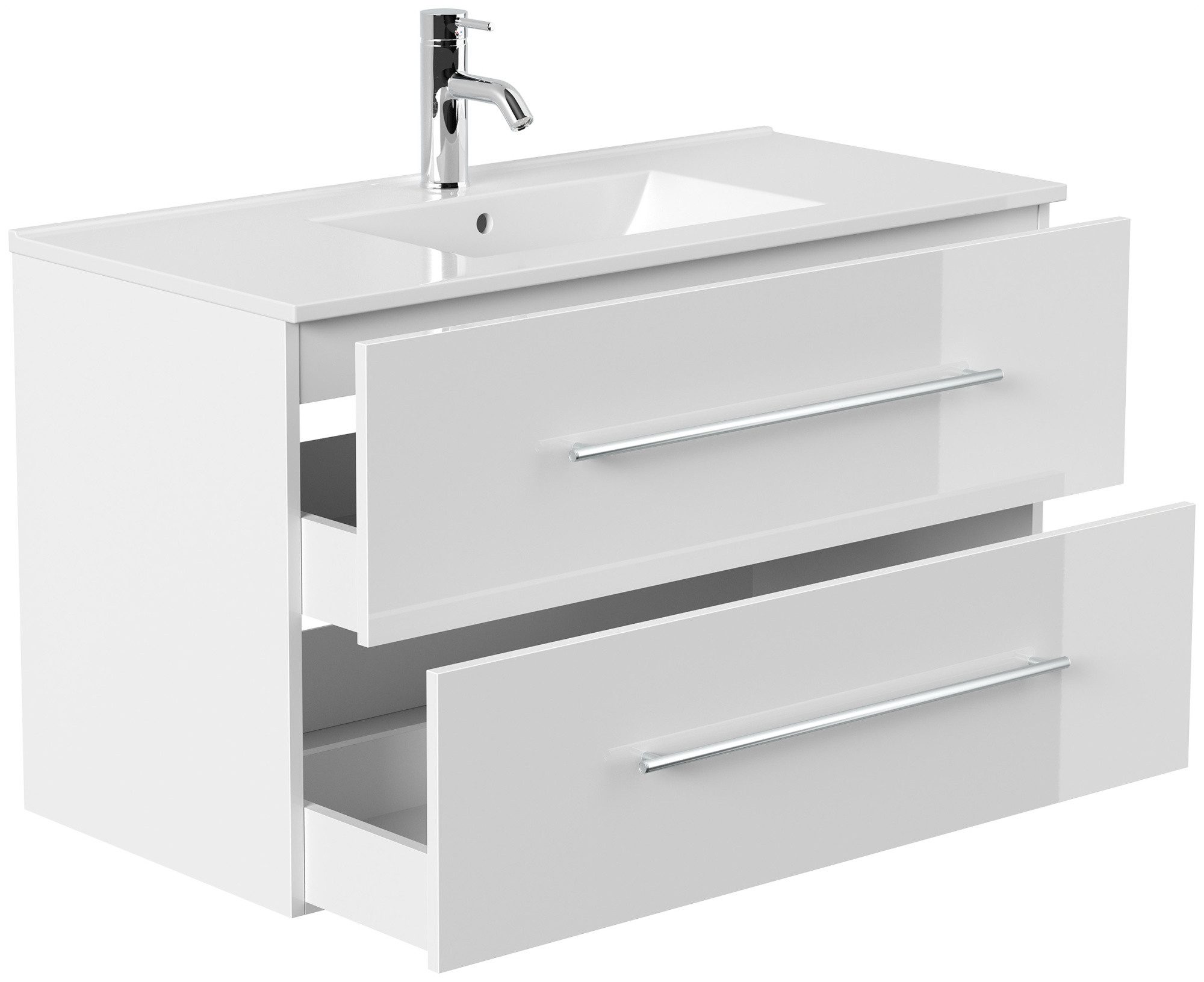 Magnolia Home Waschtisch Badmöbel Firenze 100 SoftClose weiss hochglanz