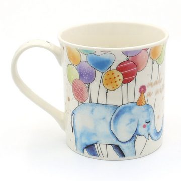 Dekohelden24 Tasse Kaffeebecher Kaffeetasse aus Porzellan - Geburtstagstassen Giraffe, Porzellan