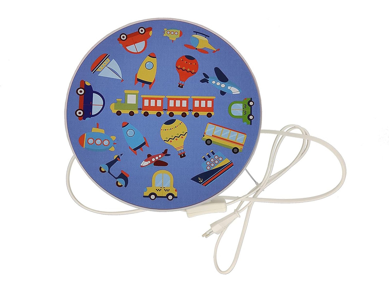 niermann LED Wandleuchte für Kinder mit Schalter & Stecker Ø 25cm, dimmbar, LED wechselbar, Warmweiß, innen Wandlampe mit Kabel & E14 LED Fahrzeugmotiv Wand Nachttischlampe