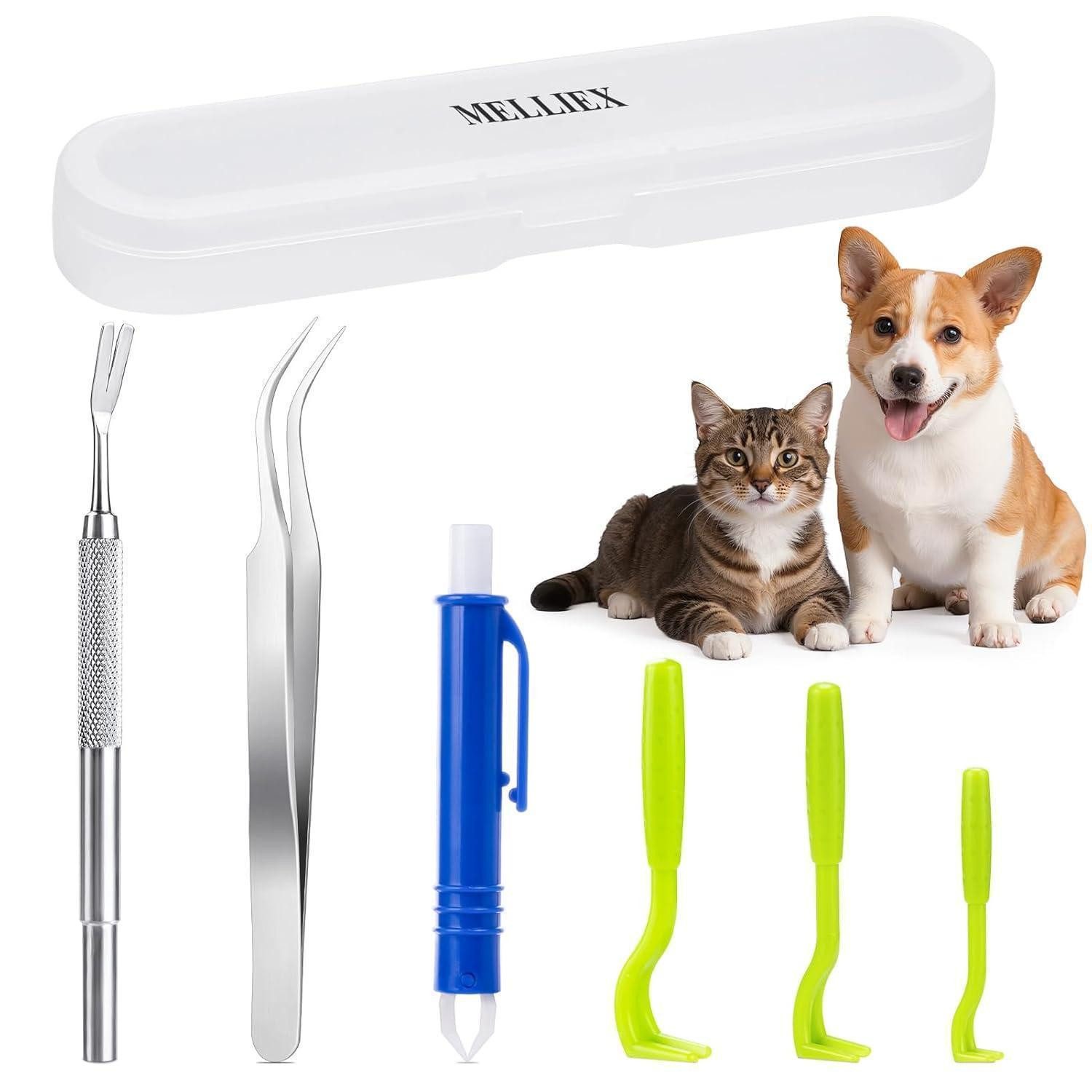 LuxusKollektion Zeckenpinzette Zeckenzange Zeckenpinzette 6er Edelstahl Hund Katze Blau, Grün, Silber