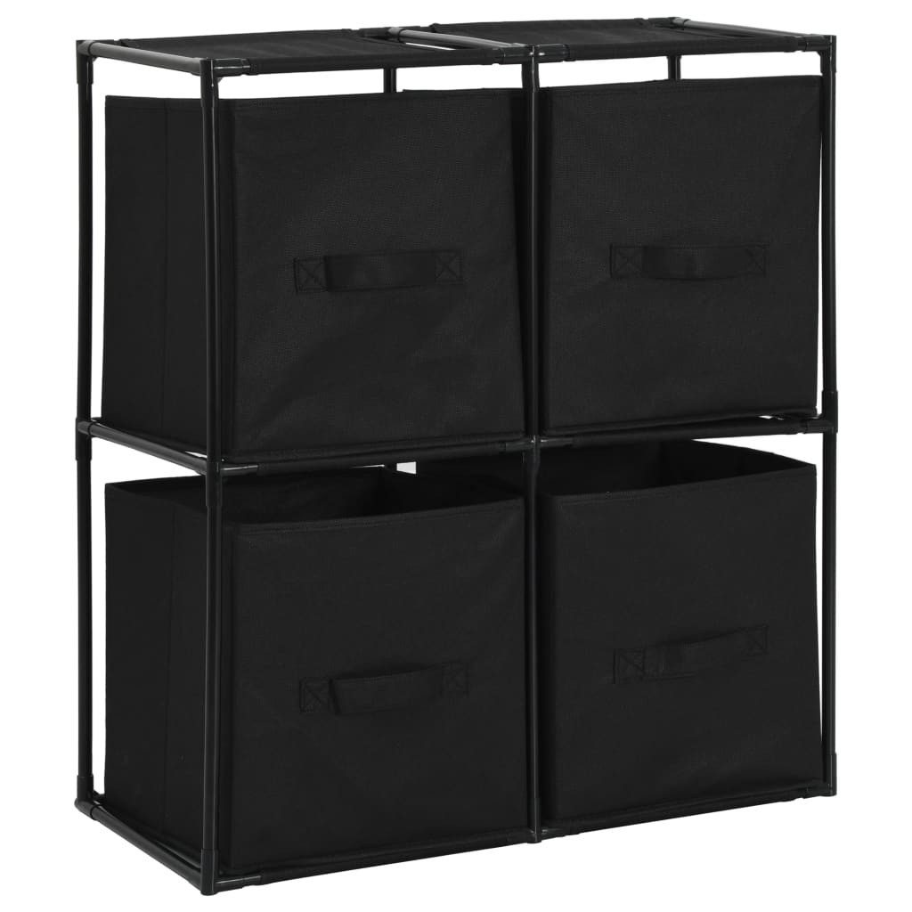 vidaXL Kommode Lagerschrank mit 4 Stoffkörben Schwarz 63×30×71 cm Stahl (1 St)