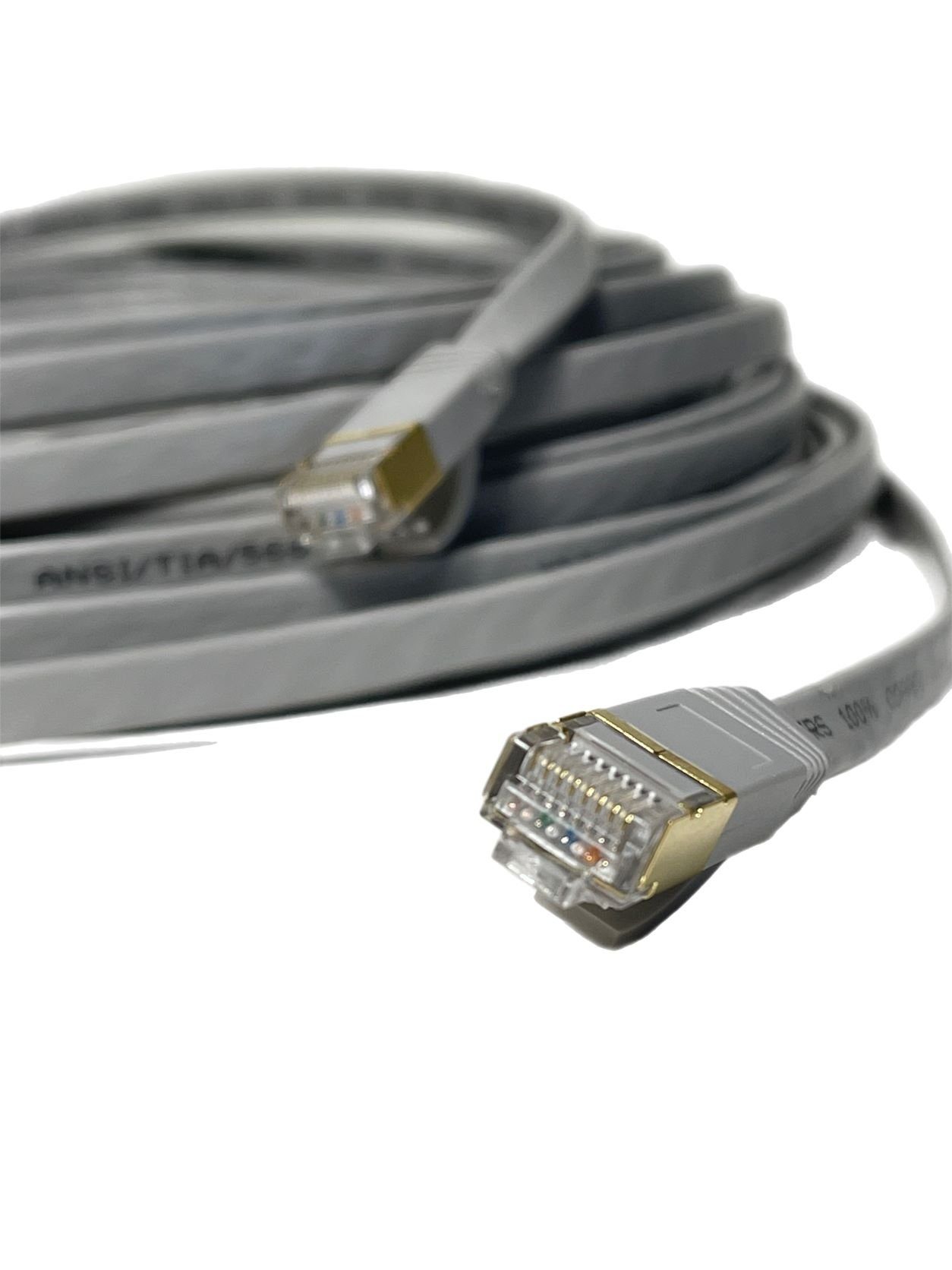 VaGo-Tools CAT7 Patchkabel Netzwerkkabel grau 10m flach LAN-Kabel, RJ45, RJ45