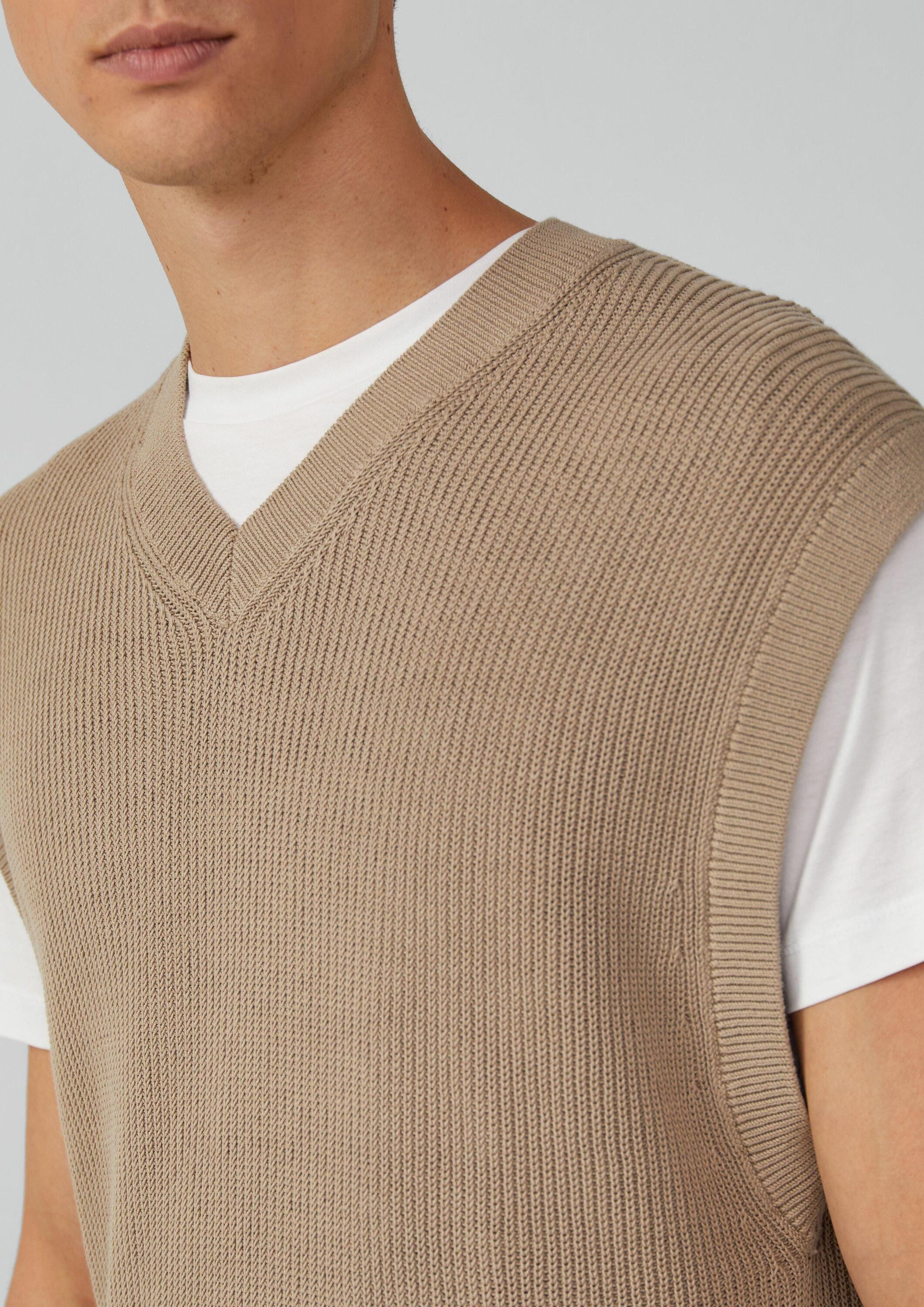 s.Oliver Rundhalspullover Strickpullunder Modischer Strickpullunder aus reiner Baumwolle