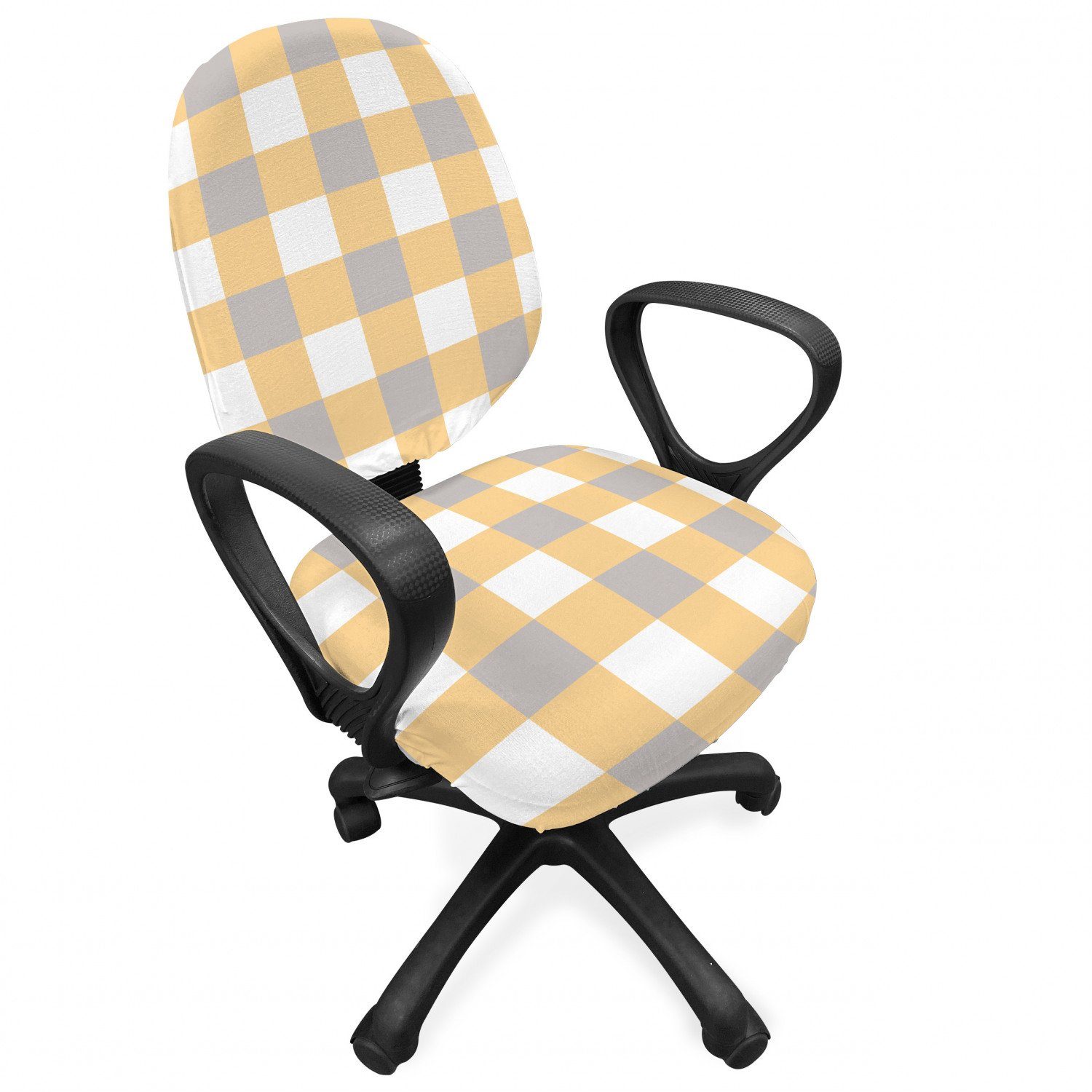 Checkered dekorative Geometrisch Shabby Alt Schutzhülle aus Stretchgewebe, Abakuhaus, Bürostuhlhusse