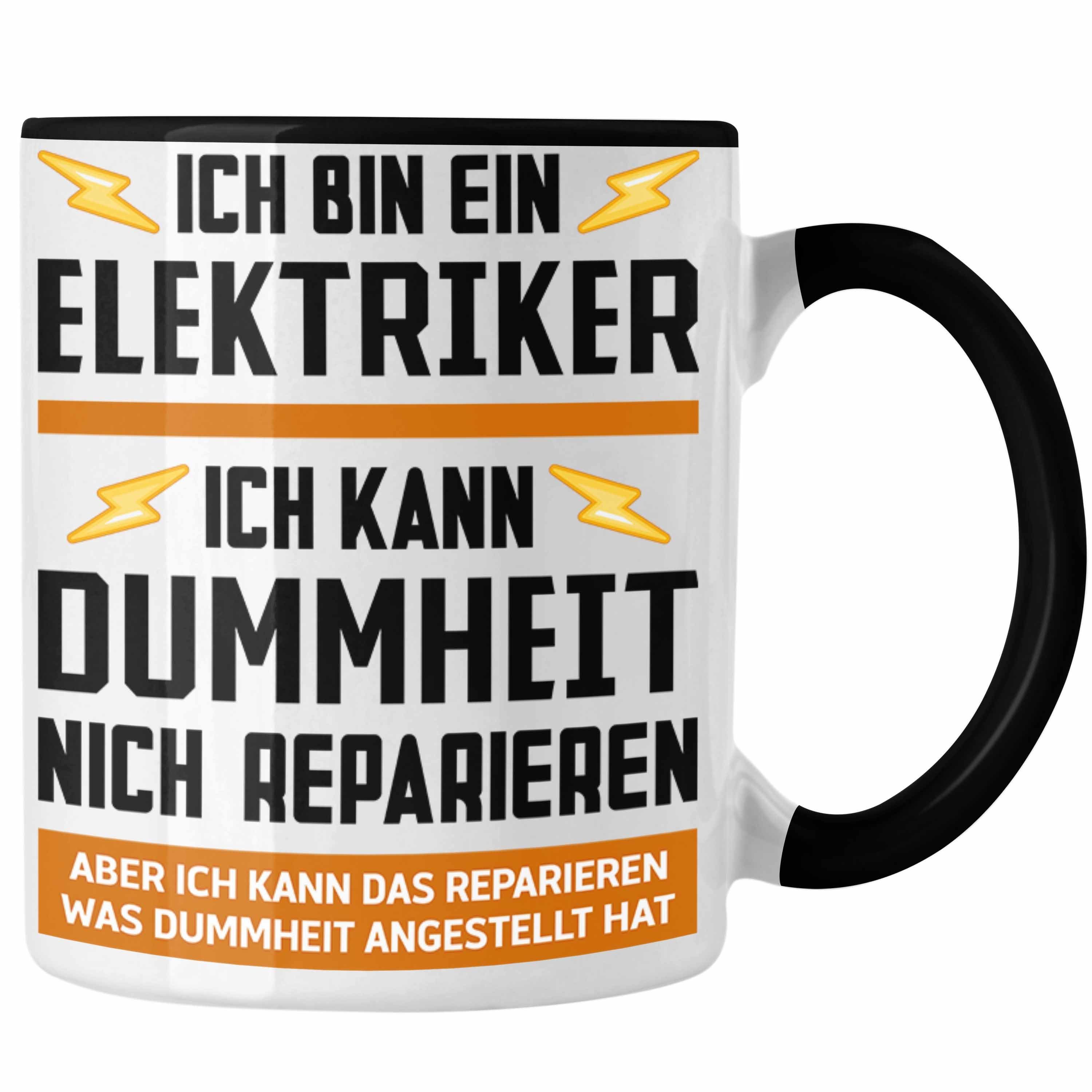 Trendation Tasse Trendation - Elektriker Geschenke für Männer Tasse Geschenk Elektriker Elektroniker Geschenkidee Schwarz
