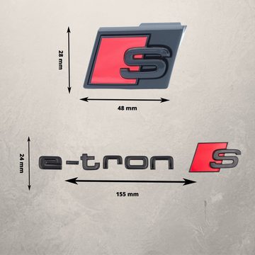 Audi Typenschild Original Audi e-tron S Schriftzugpaket schwarz vorne + hinten