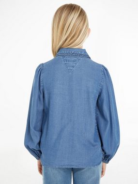 Tommy Hilfiger Klassische Bluse TENCEL RUFFLE COLLAR SHIRT im Denim-Style