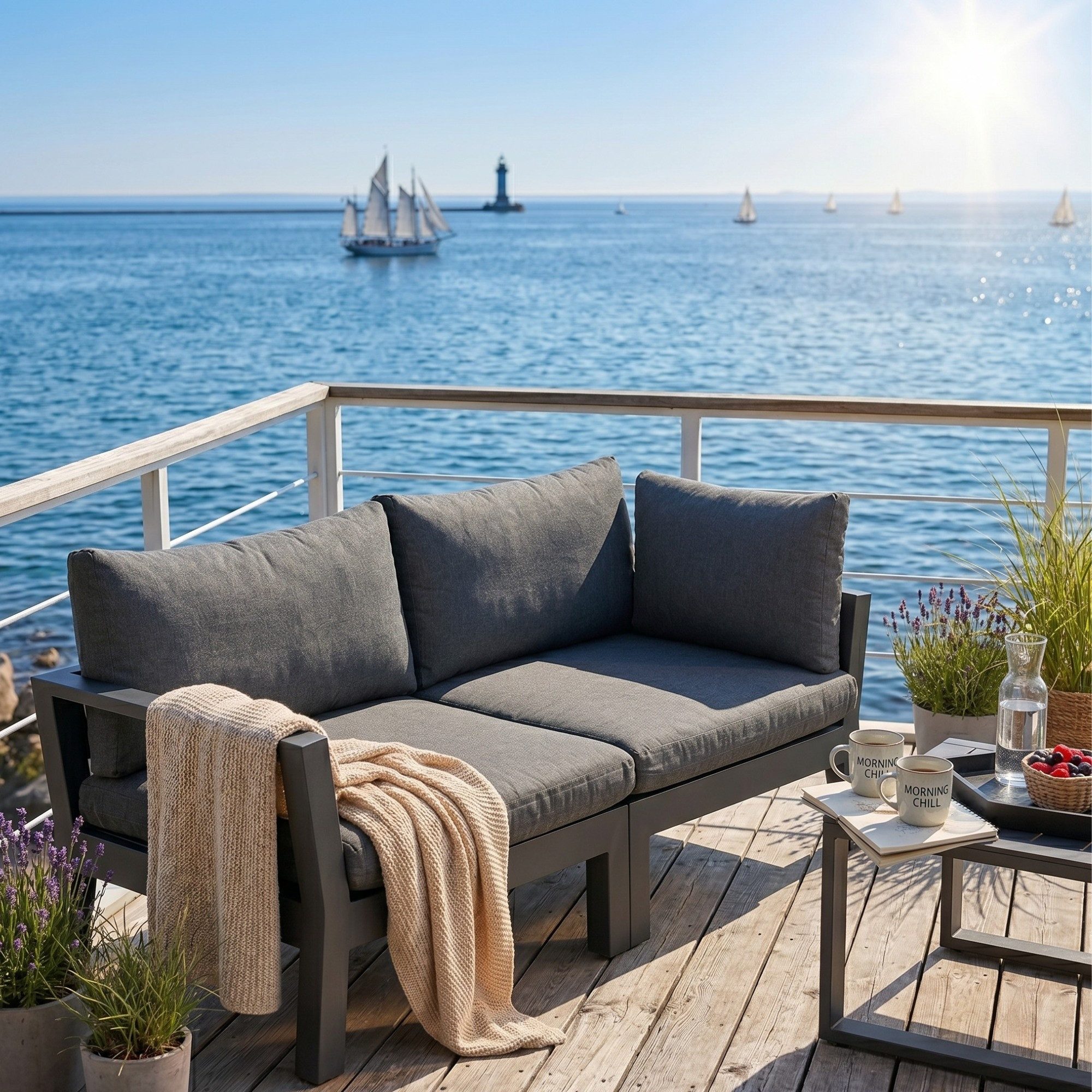 KETTLER Garten-Essgruppe Kettler Comfort Loungesofa Set 2 x Ecke 180cm x 90cm