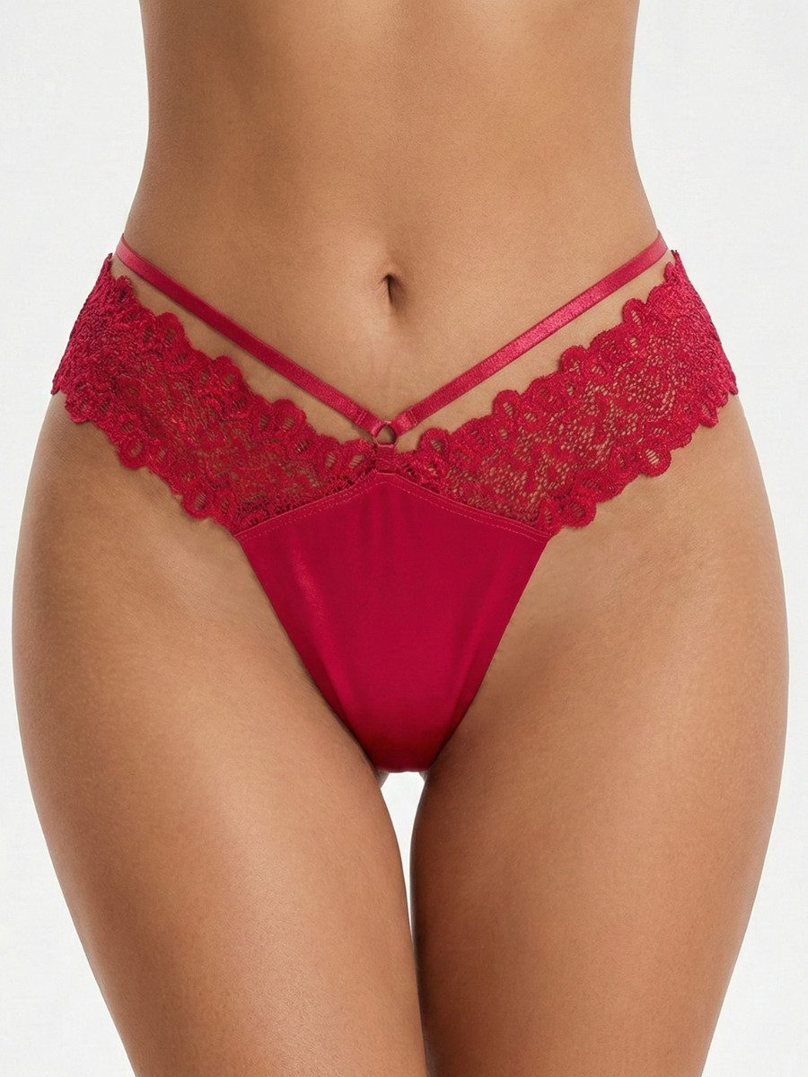 Elegant Love String Sexy Damenunterwäsche – Edler Dessous-Tanga aus feiner Spitze Sinnliche Unterhosen – Femininer Panty Slip mit schmalen Seitenbändern