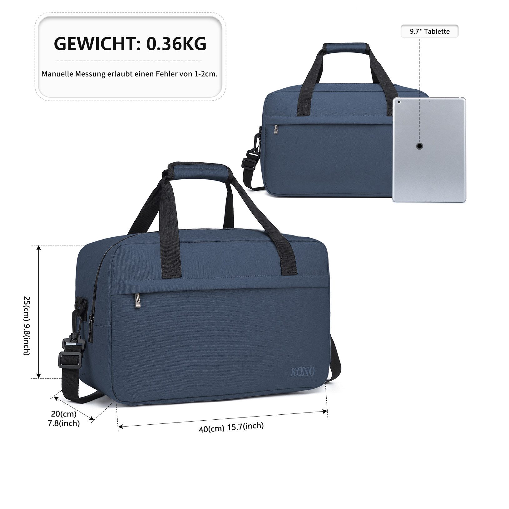 KONO Reisetasche Handgepäck Tasche Unisex Gym günstig online kaufen