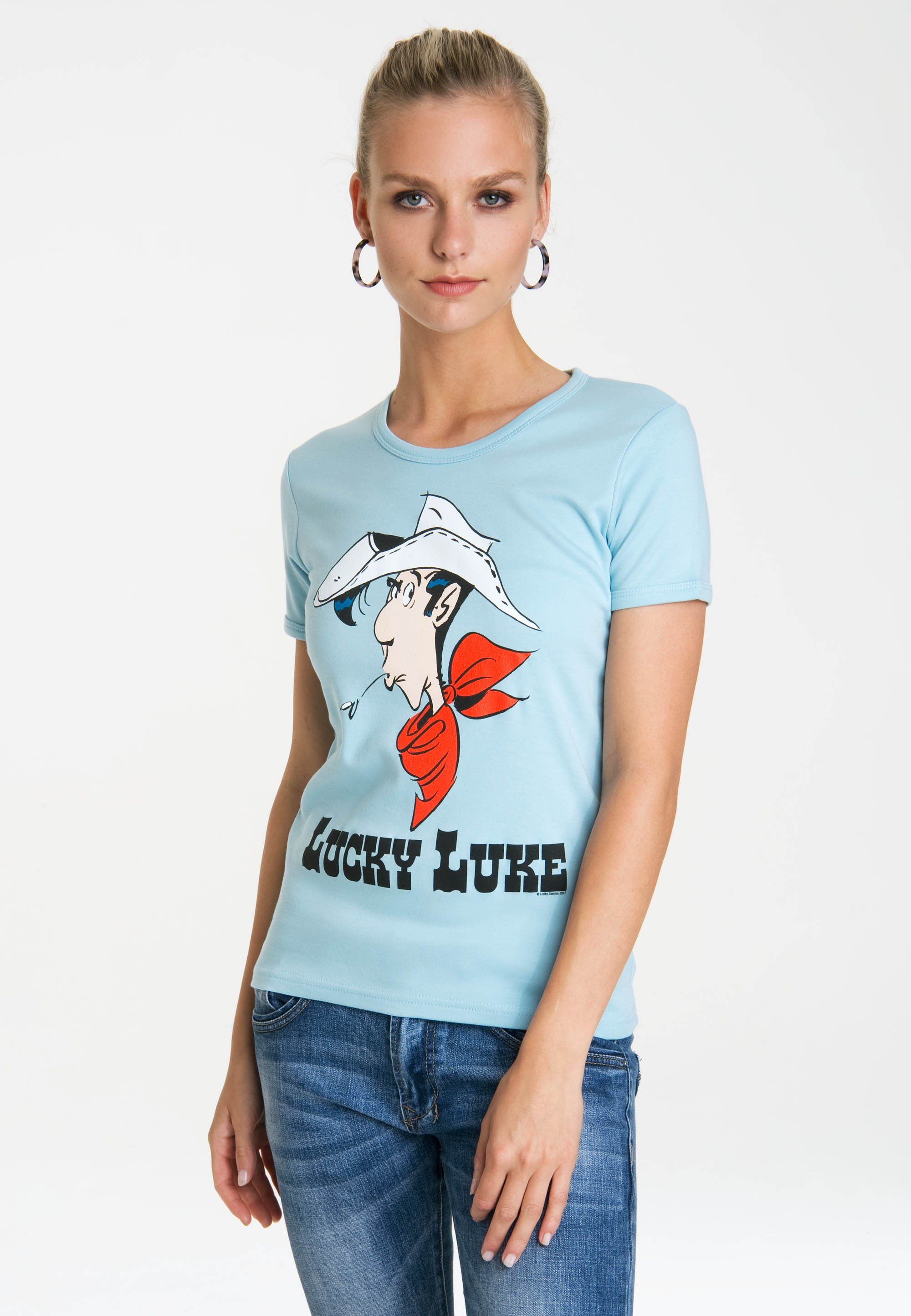 LOGOSHIRT T-Shirt Lucky Luke Portrait mit coolem Print