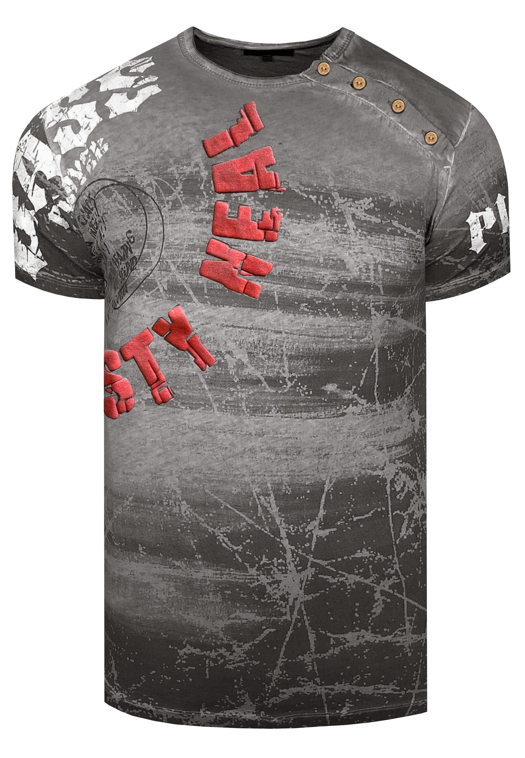 Rusty Neal T-Shirt mit großflächigem Front-Print