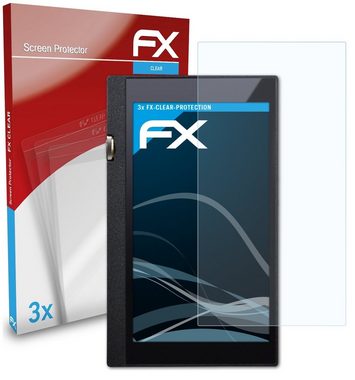 atFoliX Schutzfolie Displayschutz für Onkyo DP-X1, (3 Folien), Ultraklar und hartbeschichtet