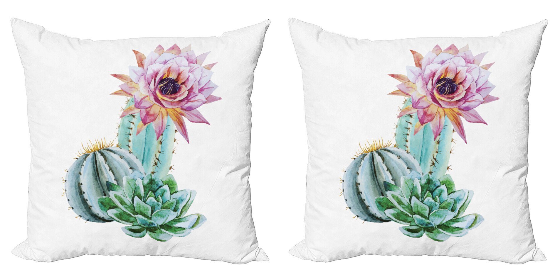 Kissenbezüge Modern Accent Doppelseitiger Digitaldruck, Abakuhaus (2 Stück), Kaktus Kaktus-Blume und Spike