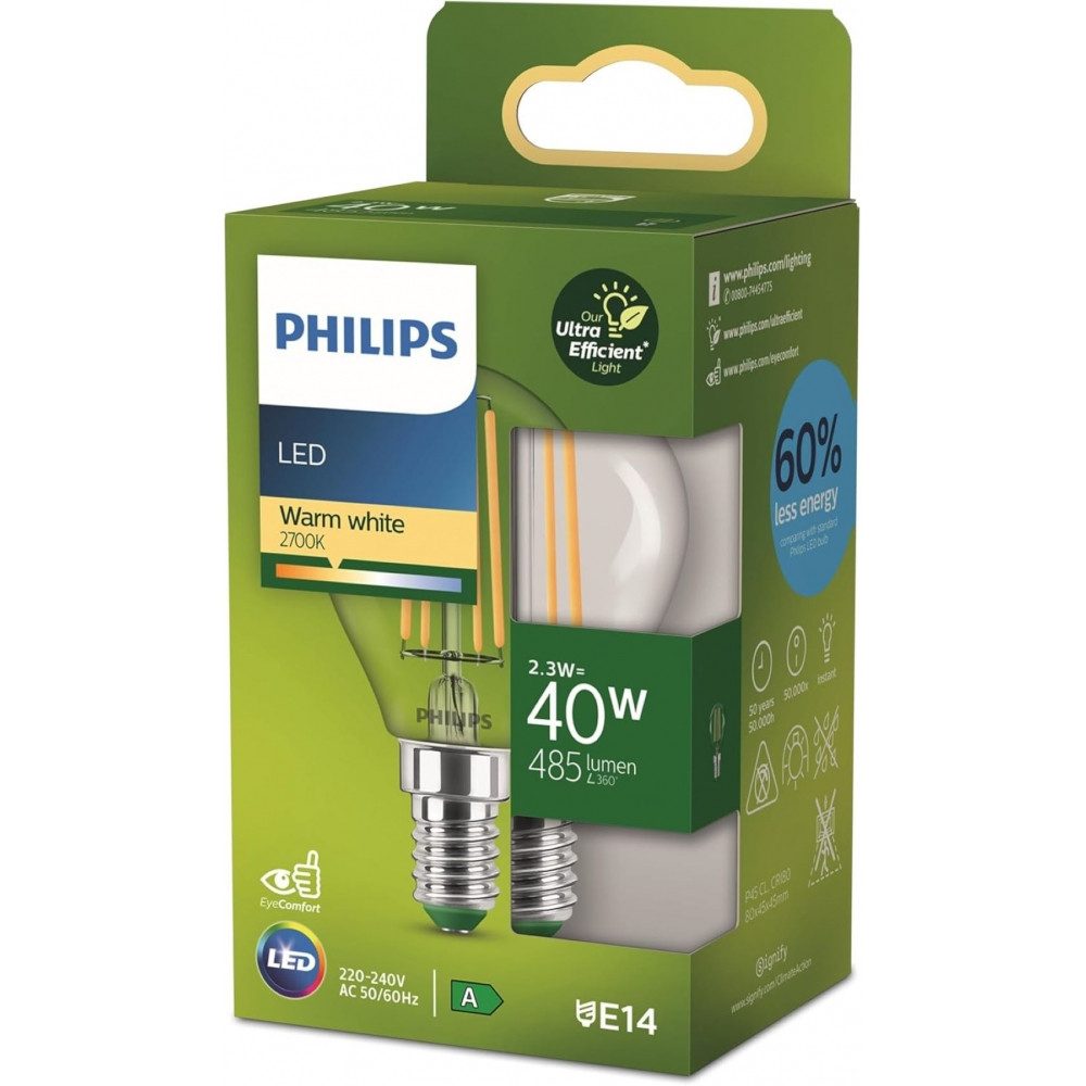 Philips LED-Leuchtmittel LED CLA 40W P45 E14 - LED Цибулини - transparent, E14