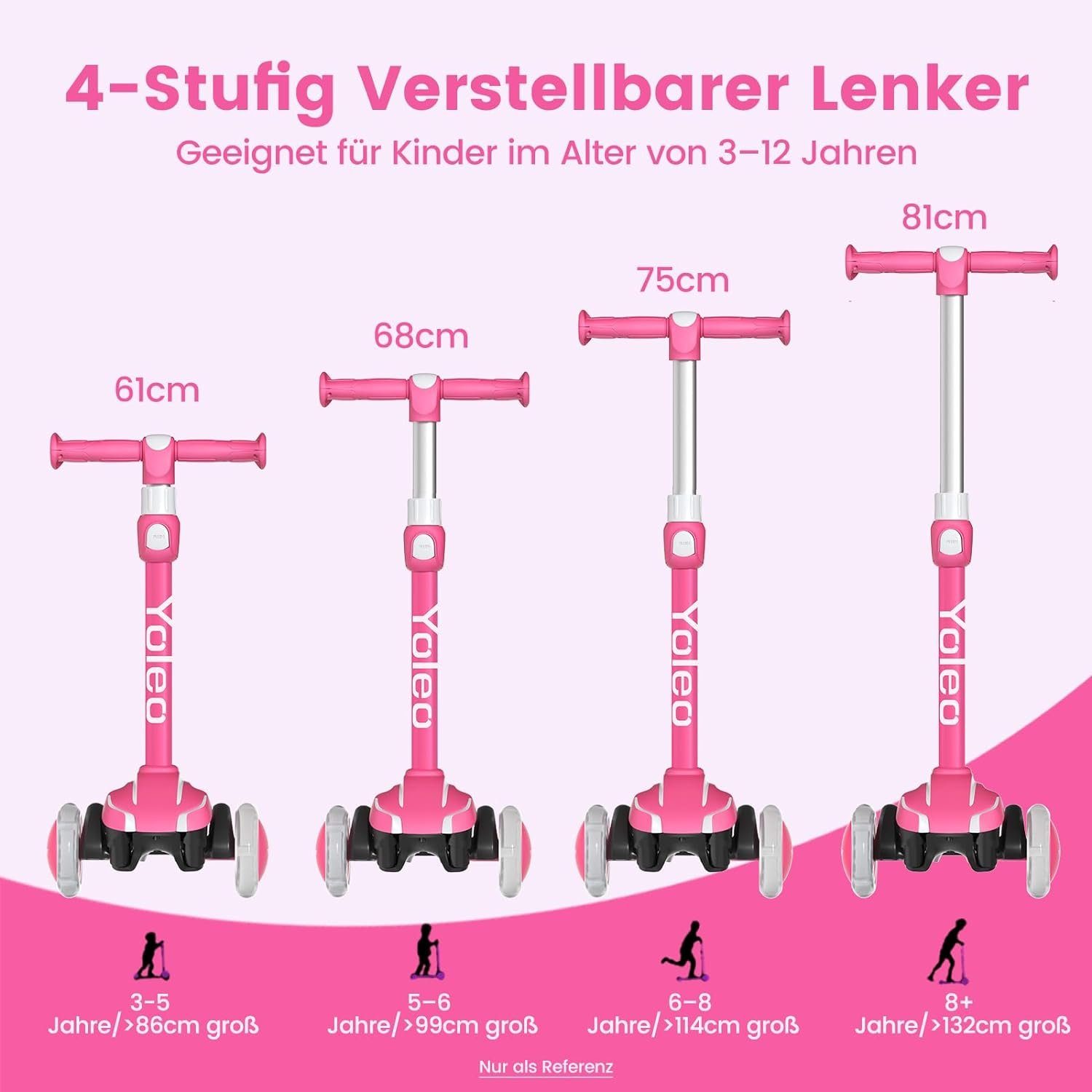 YOLEO Scooter Faltbarer Kinderoller Kinderscooter Dreiradscooter ab 3 Jahre