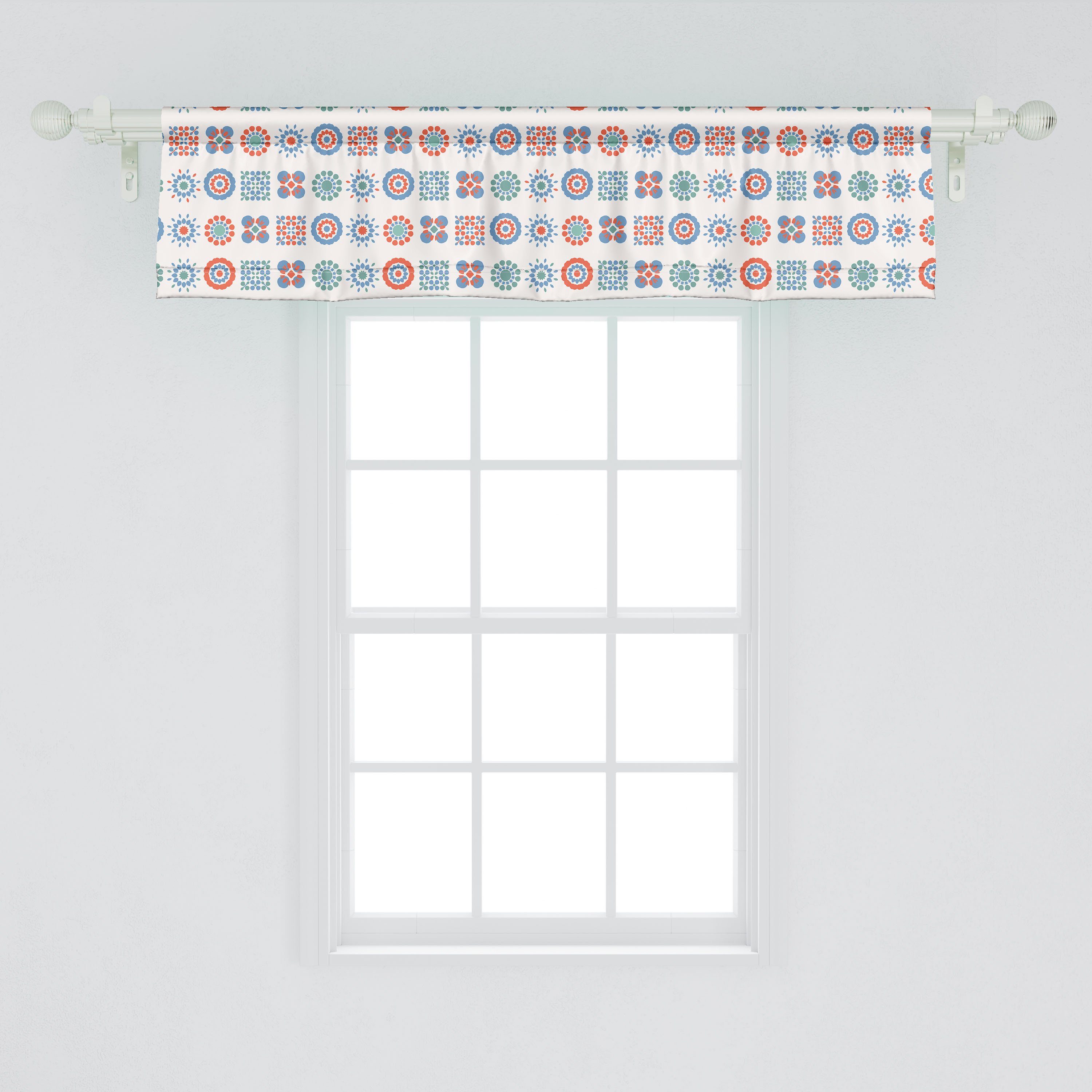 Symbole Volant Folk Schlafzimmer Vorhang Antique Scheibengardine Küche mit Microfaser, Abakuhaus, Stangentasche, Oriental Dekor für Boho