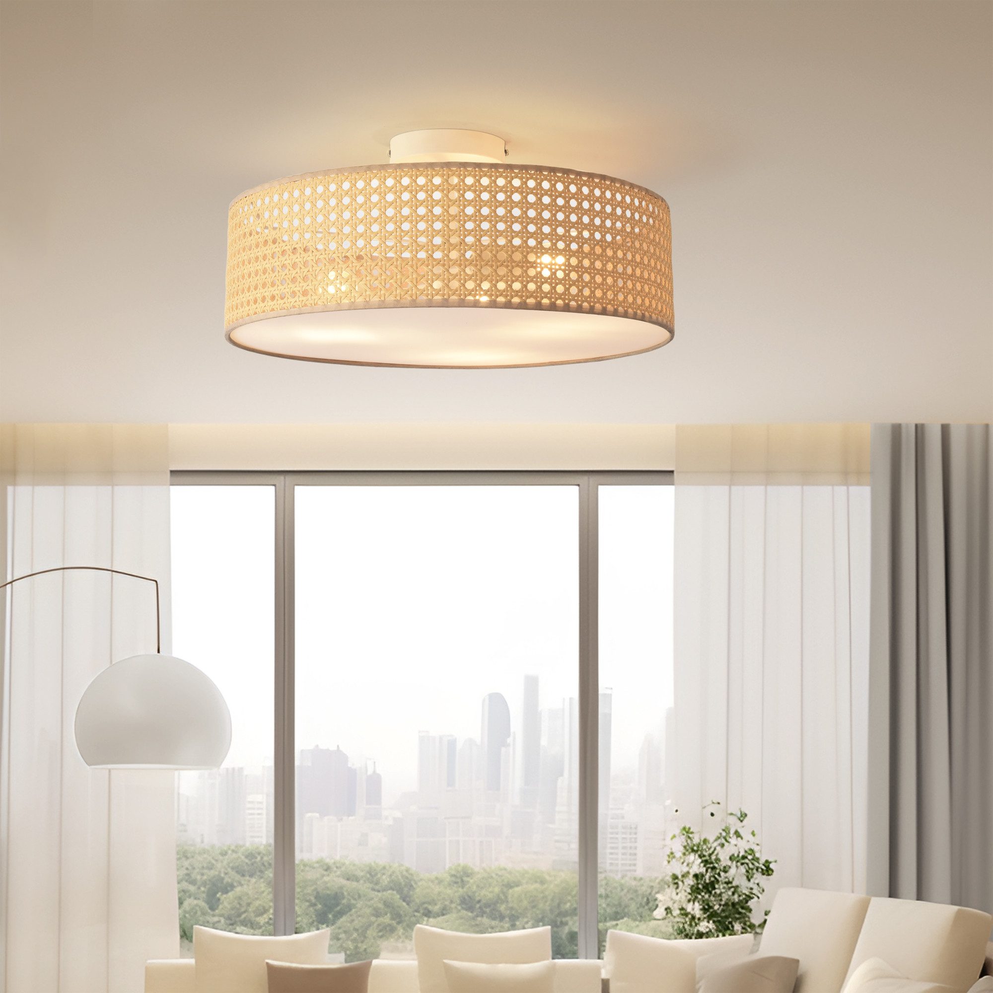 lux.pro Deckenleuchte, ohne Leuchtmittel, »Ascot« 3-flammig Rattanoptik günstig online kaufen