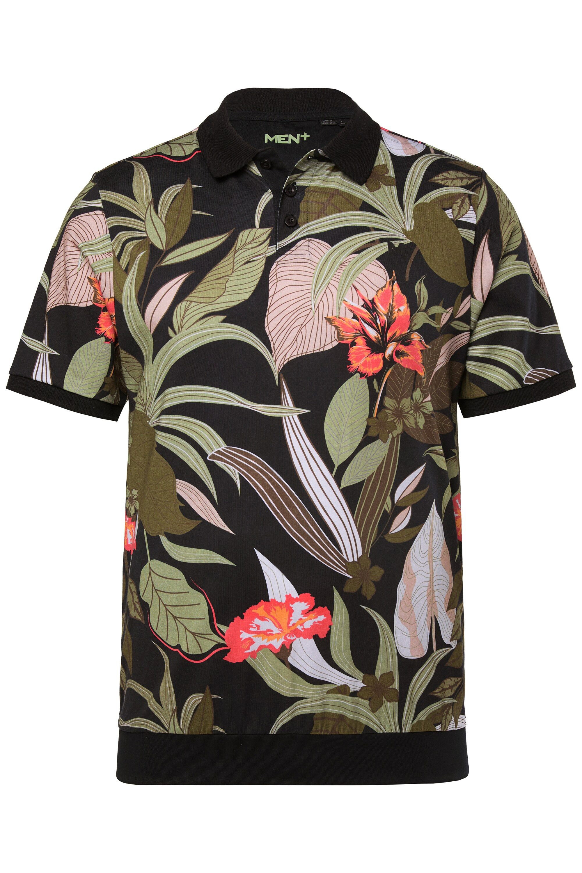 Poloshirt Poloshirt Bauchfit Halbarm Alloverprint