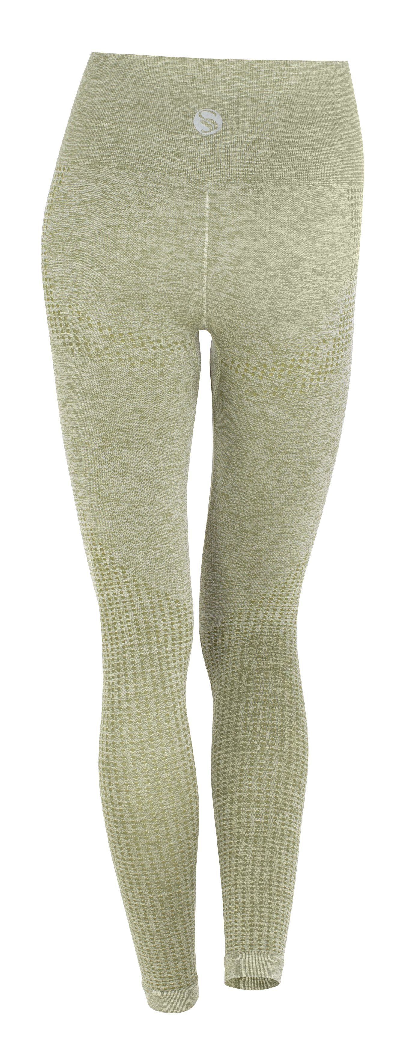 Stark Soul® Highwaist Leggings Sport Bund mit hohem breitem Grün-Melange "reflect" Leggings