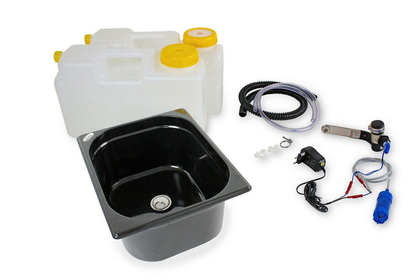 ad-ideen Waschbecken 230V Camping Spüle Technikset 325x265x150mm Schwarz Küche