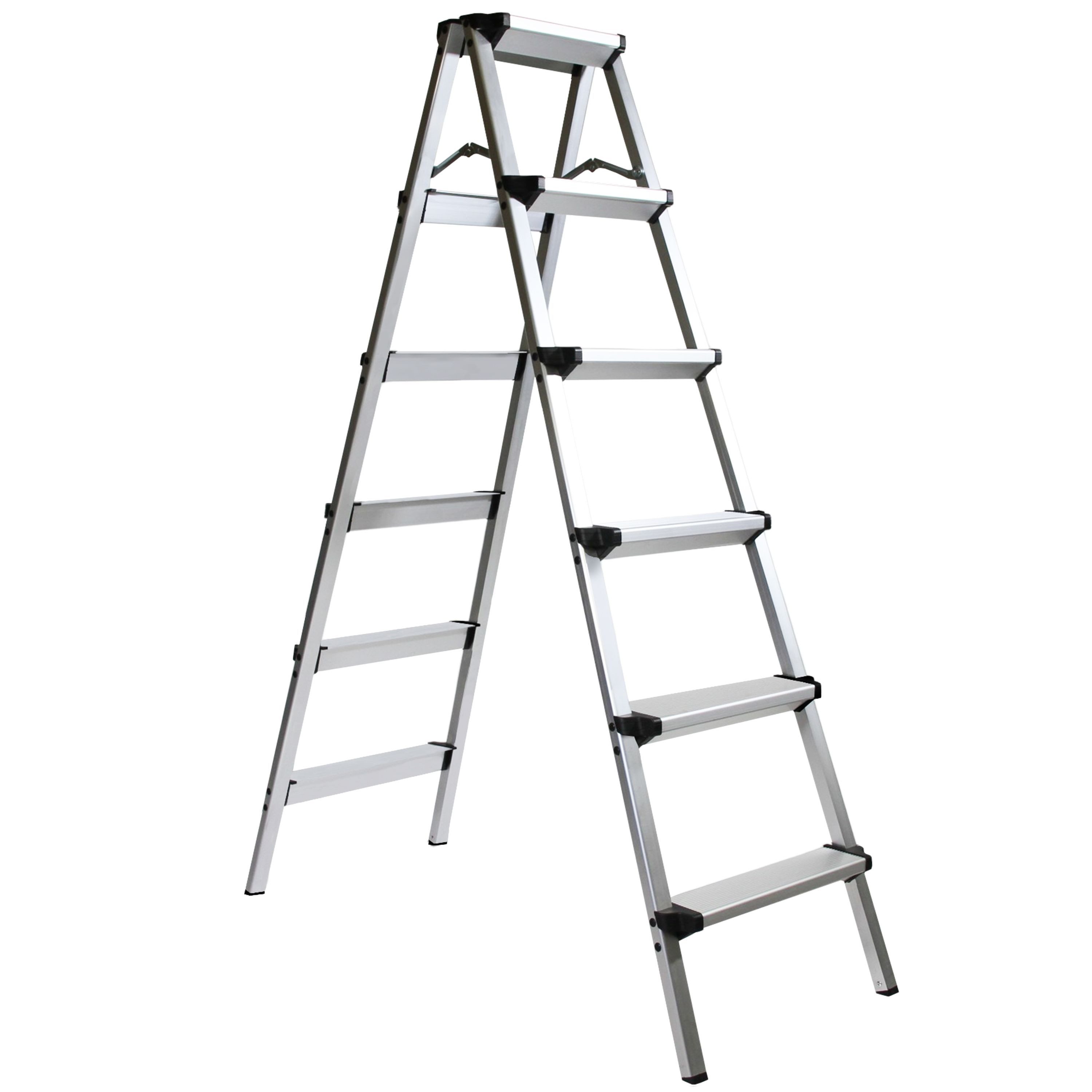 HELO24 Doppelleiter Alu Leiter Klapptritt Trittbank 150 kg Klappbar D6 - 2x günstig online kaufen