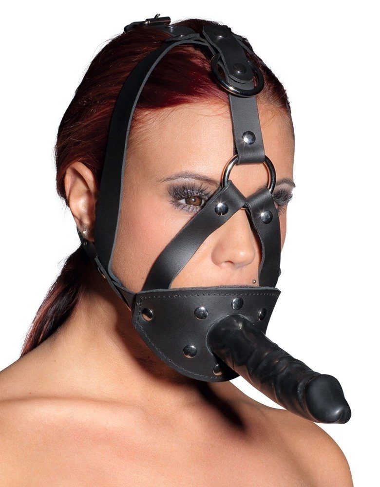 Erotik-Maske Leder ZADO- Kopfgeschirr Dildo ZADO