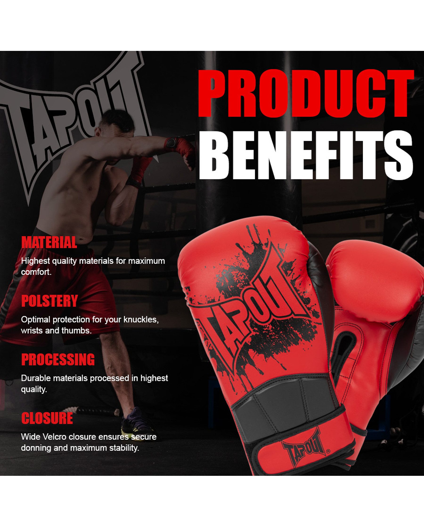 TAPOUT Boxhandschuhe Cerritos (Set), Geeignet für Box- und andere Kampftraining
