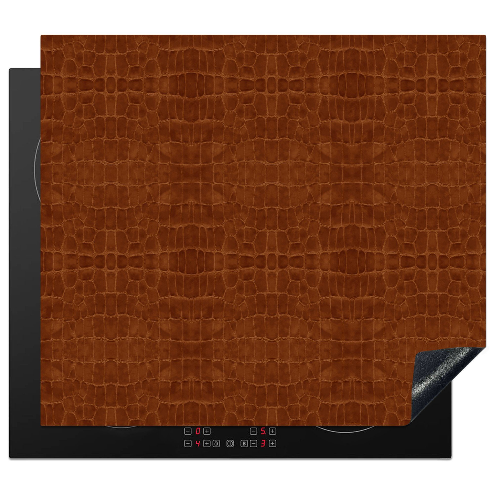 MuchoWow Herdblende-/Abdeckplatte Leder - Textur - Tierhaut, Vinyl, (1 tlg), 57x51 cm, Induktionsschutz, Induktionskochfeld, Ceranfeldabdeckung
