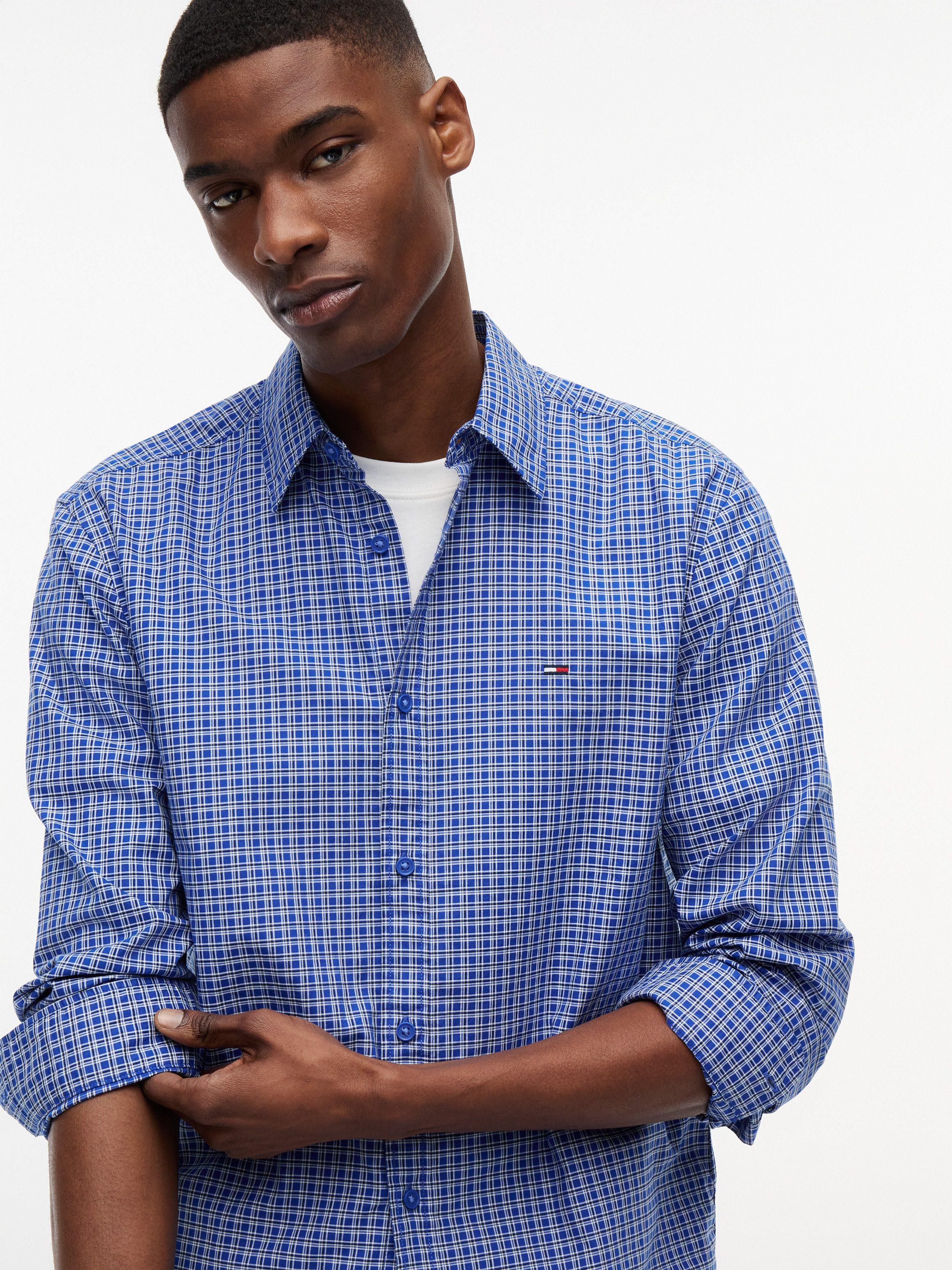 Tommy Jeans Langarmhemd TJM REGULAR POPLIN PATTERN
