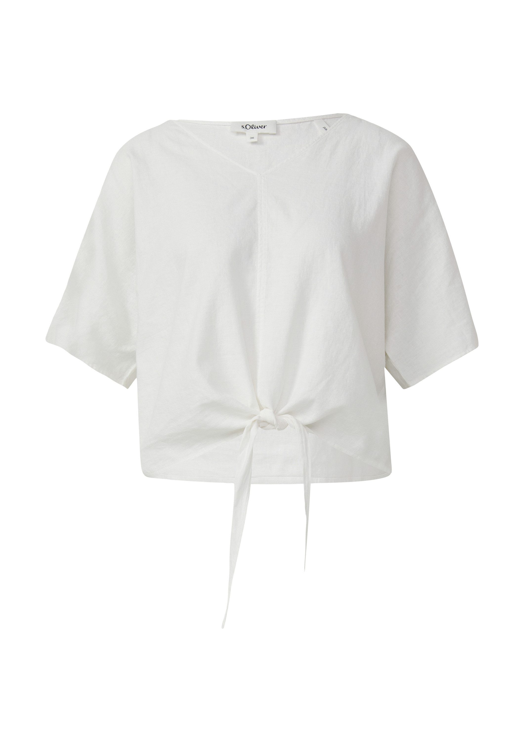 s.Oliver Kurzarmbluse Bluse Verkürzte Leinenmix-Bluse im Relaxed Fit günstig online kaufen