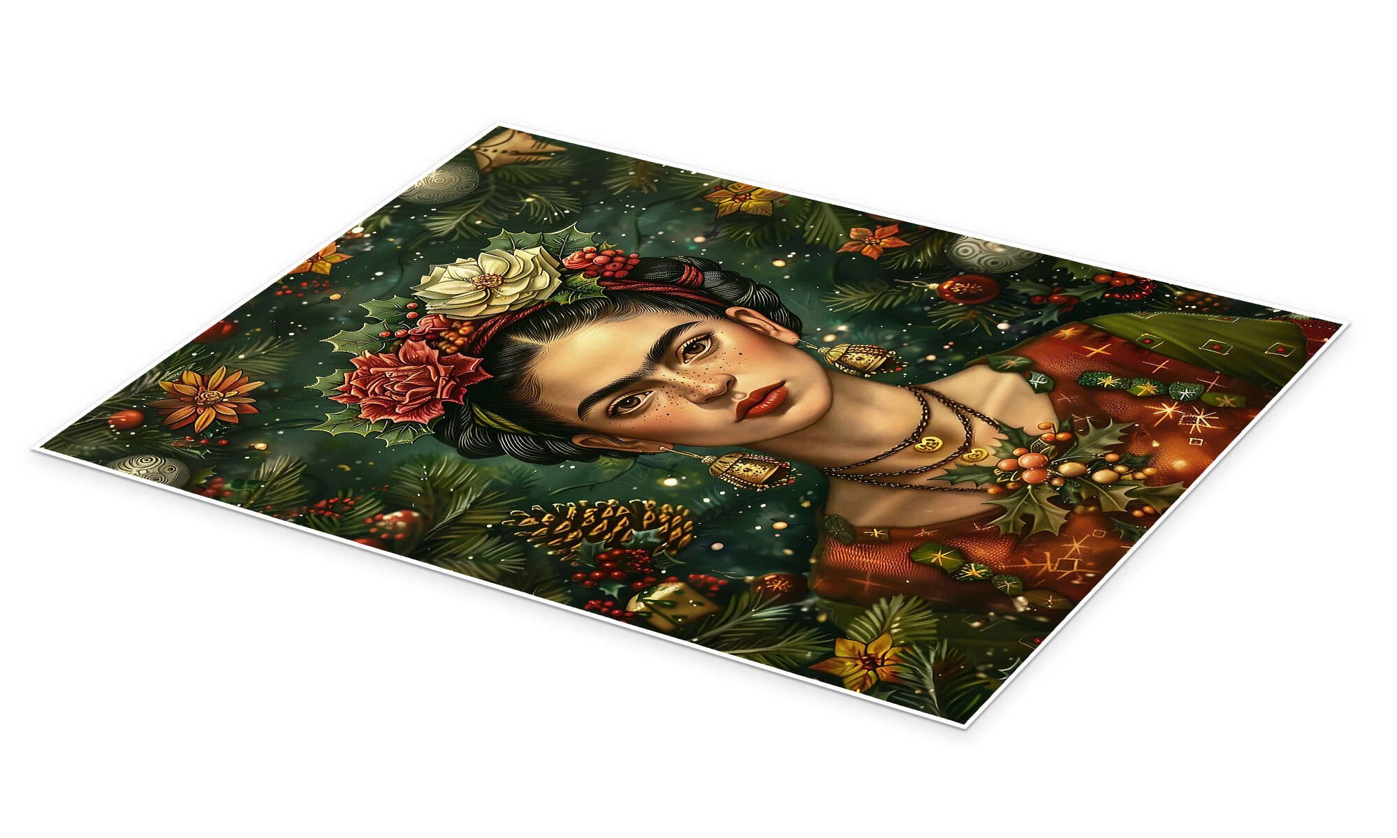 Posterlounge Wandbild Christmas Frida Kahlo, Olga Telnova, erhältlich als Poster, Leinwandbild, Wandsticker oder Acrylglasbild