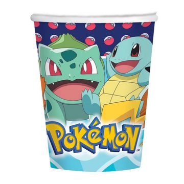 Amscan Kindergeschirr-Set Pokémon Partyset mit Motiven von Bisasam, Glumanda, Schiggy und Pikachu (40-tlg), 8 Personen