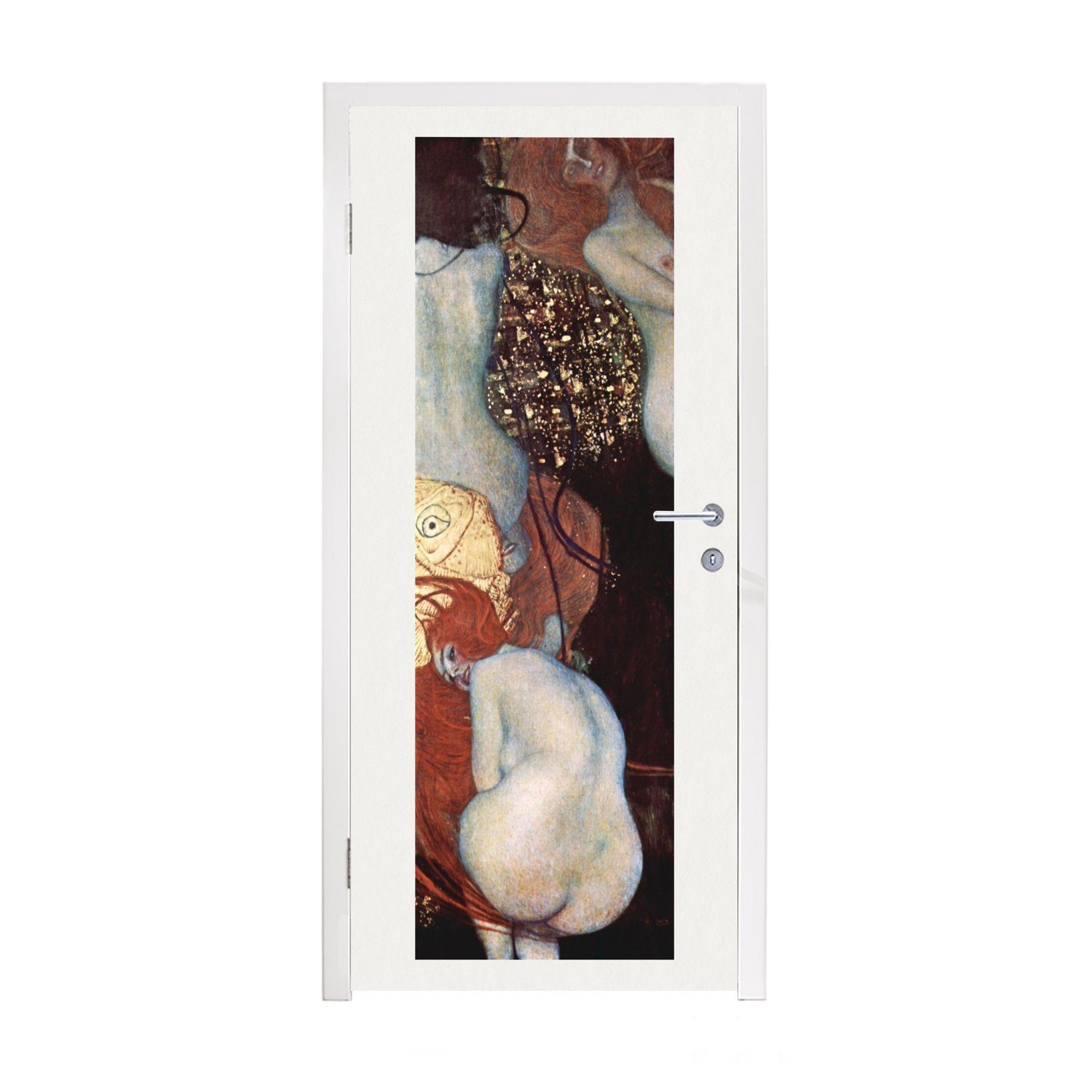 bedruckt, für - MuchoWow Klimt, (1 75x205 Goldfisch Türaufkleber, Matt, Fototapete Gustav Tür, Türtapete cm St),