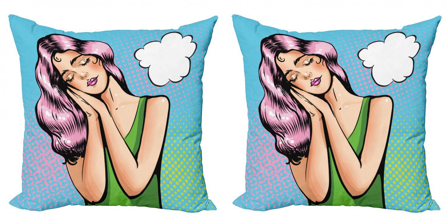 Modern Sleeping Kissenbezüge Comic Retro-Pop-Art Stück), Doppelseitiger Accent Girl Abakuhaus (2 Digitaldruck,
