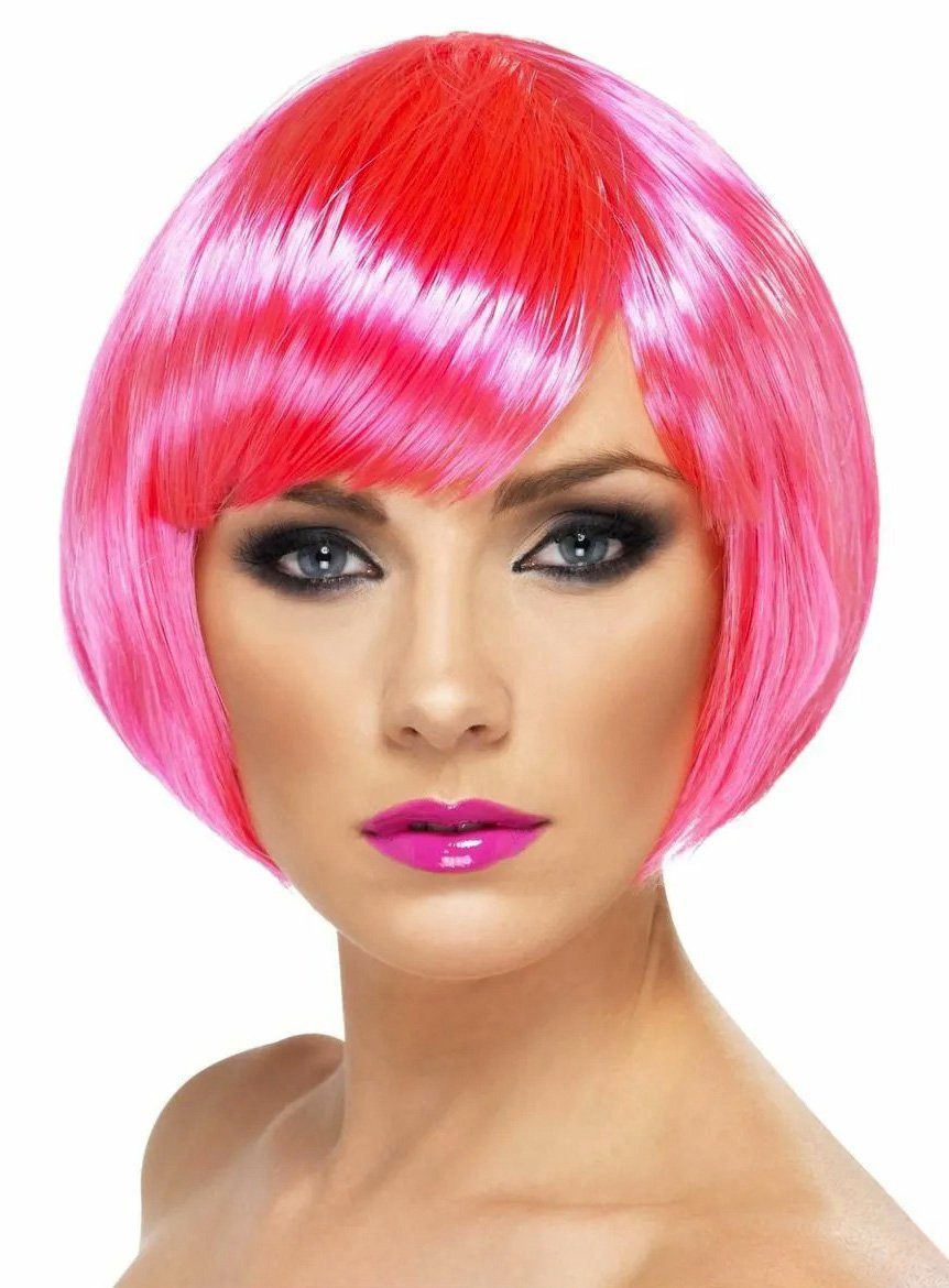 Kostüm-Perücke Bubikopf Perücke pink