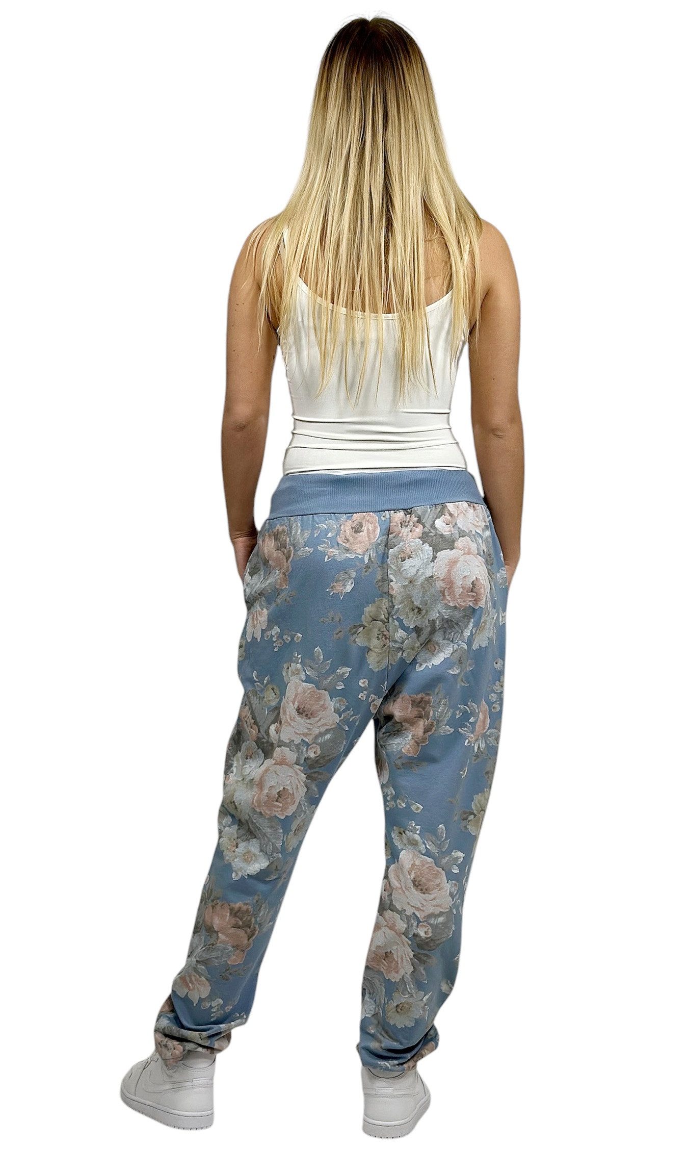 Mississhop Boyfriend-Hose Damen Hose Sweatpants Jogginghose Blumen M.130