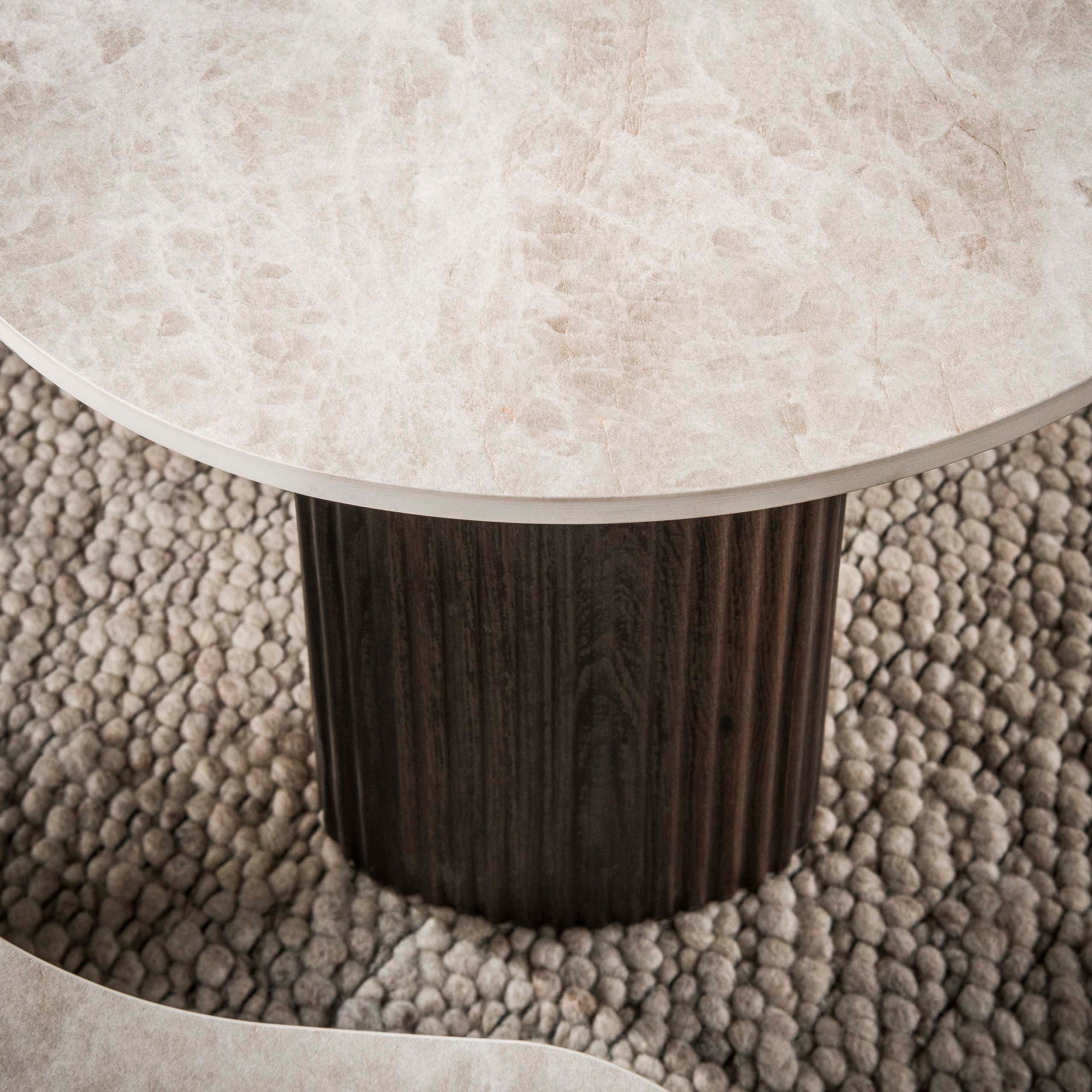 Sitheim-Europe Couchtisch CERAMO aperto 2er Set / 3D Keramik Taj Mahal/ Travertinoptik (Spar-Set, 2er Set)