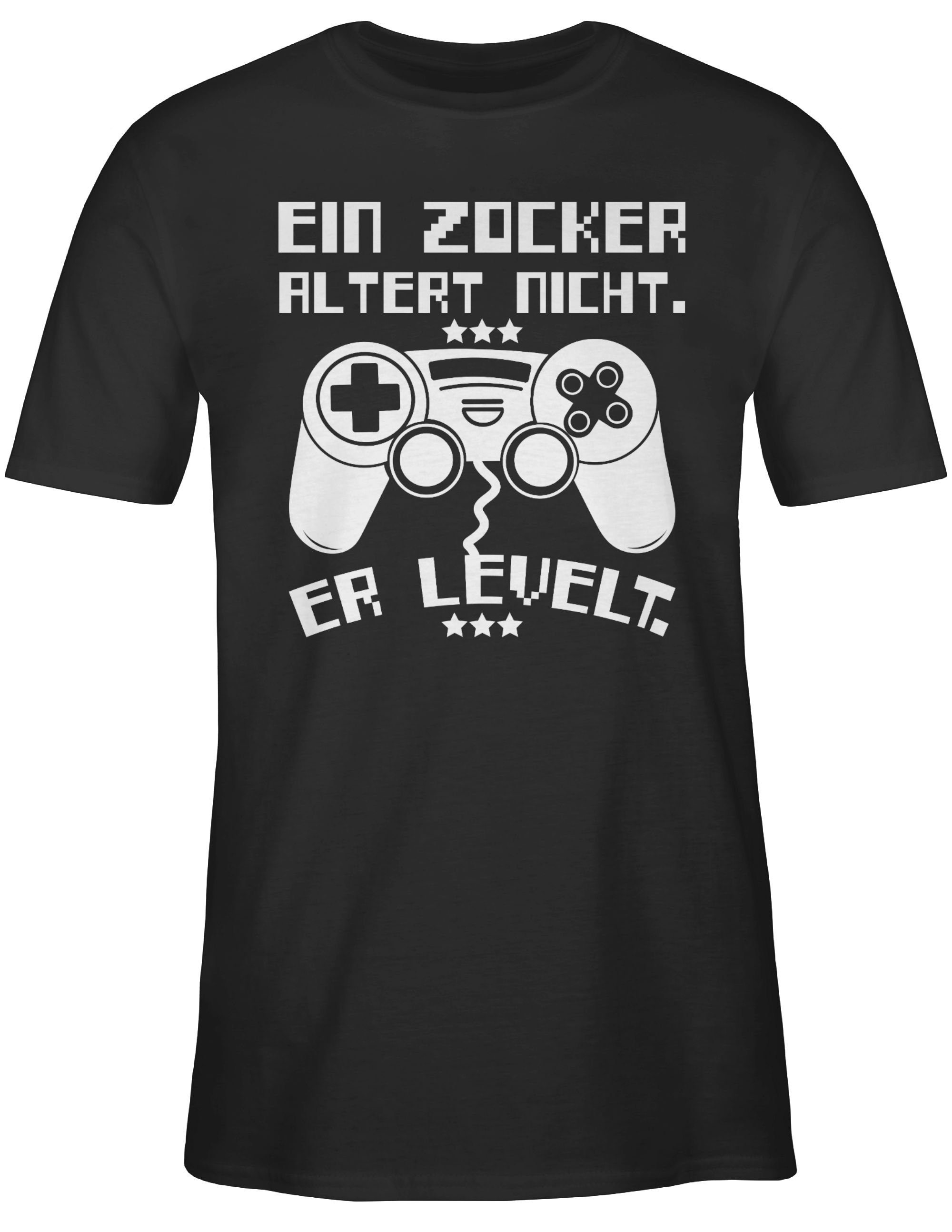 T-Shirt Ein Zocker altert nicht - er levelt weiß