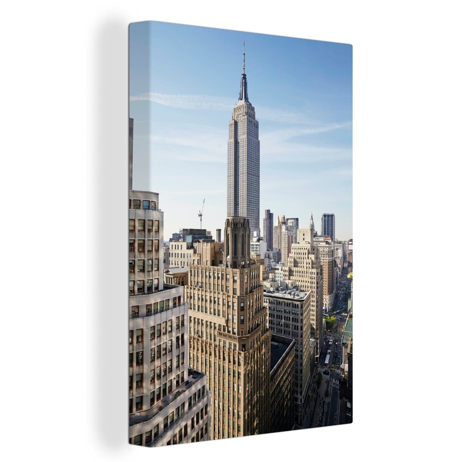 OneMillionCanvasses® Leinwandbild New York - Empire State Building - Skyline, (1 St), Leinwandbild fertig bespannt inkl. Zackenaufhänger, Gemälde, 20x30 cm