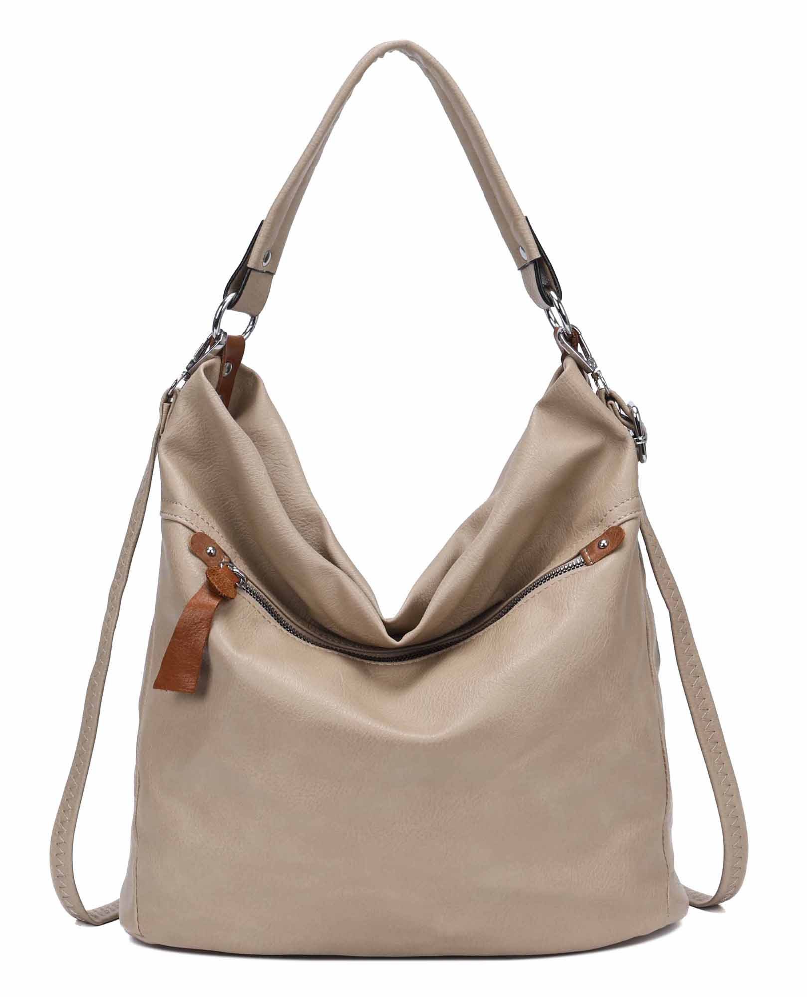 ITALYSHOP24 Schultertasche XL Damen Tasche Shopper Hobo-Bag Schultertasche, ein Leichtgewicht, als Handtasche, Henkeltasche tragbar
