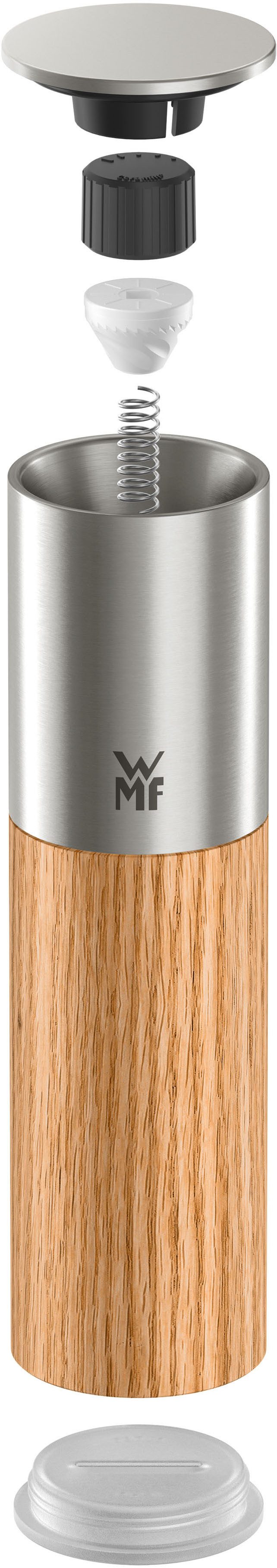 WMF Gewürzmühle Nature Pro Edelstahl manuell, (1 Stück), Keramikmahlwerk, einstellbarer Mahlgrad, Aromaschutzdeckel, Holz – Bild 5 von 5