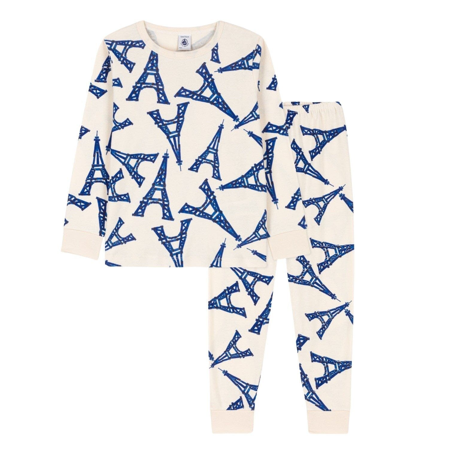 Petit Bateau Schlafanzug Petit Bateau Paris Pyjama mit blauen Eiffelturm Motiven