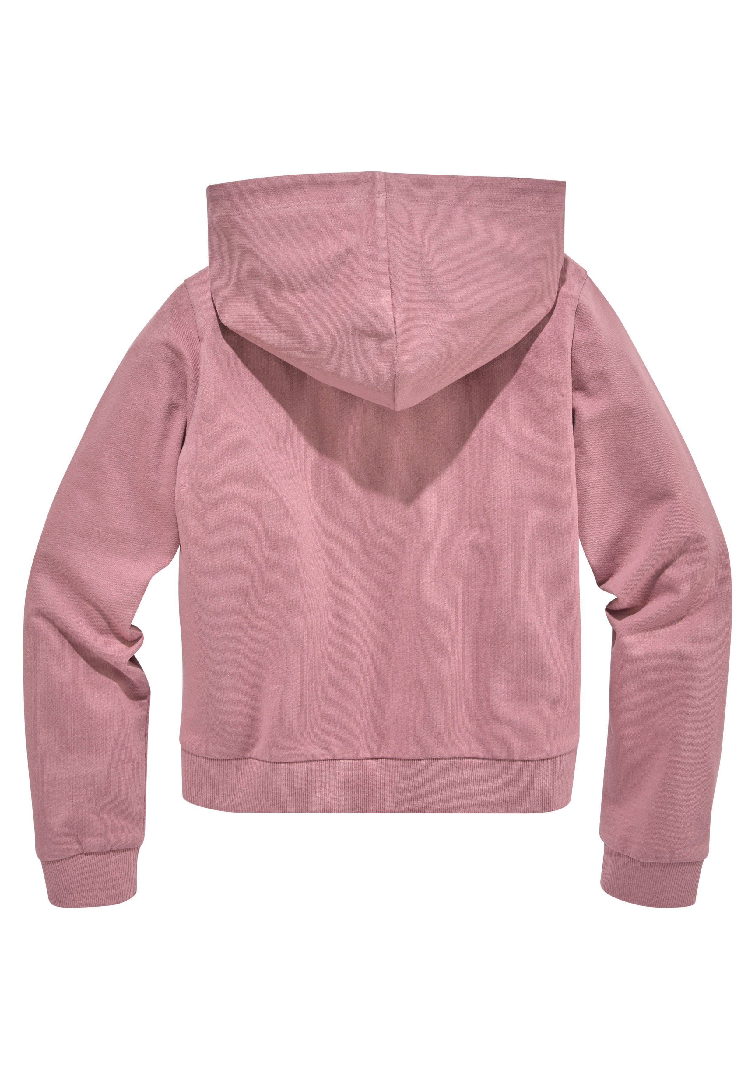 KIDSWORLD Kapuzensweatshirt NYC Paris London - Stickerei Langarm, gerade Passform, bedruckt, Kapuze, aus Baumwolle