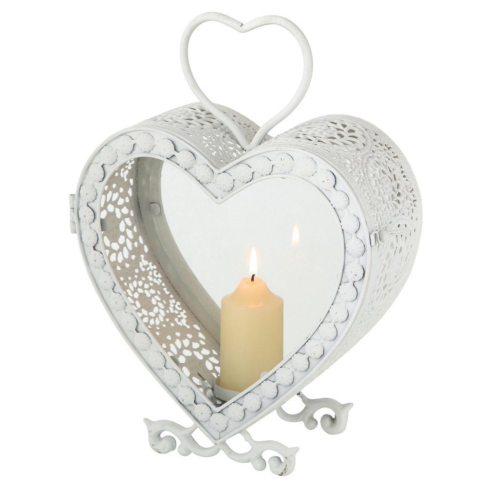 BOLTZE GRUPPE GmbH Kerzenhalter Laterne Herz weiß Windlicht zum Aufhängen Windlich | Kerzenständer
