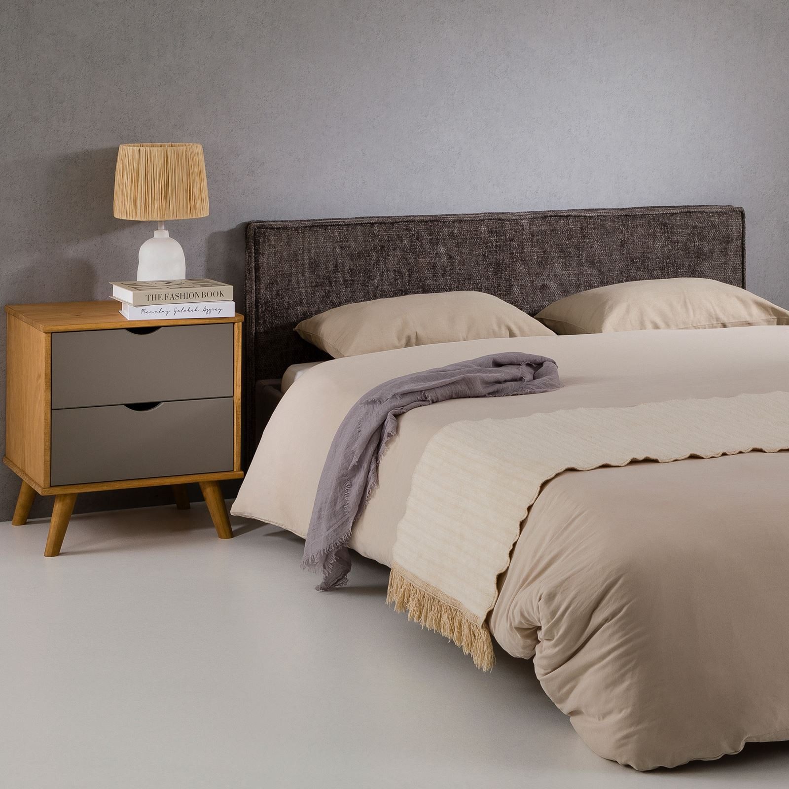 IDIMEX Kopfteil YOLAN, Bettkopfteil 120 cm, Headboard, Kopfteil, Chenille Stoffbezug grau