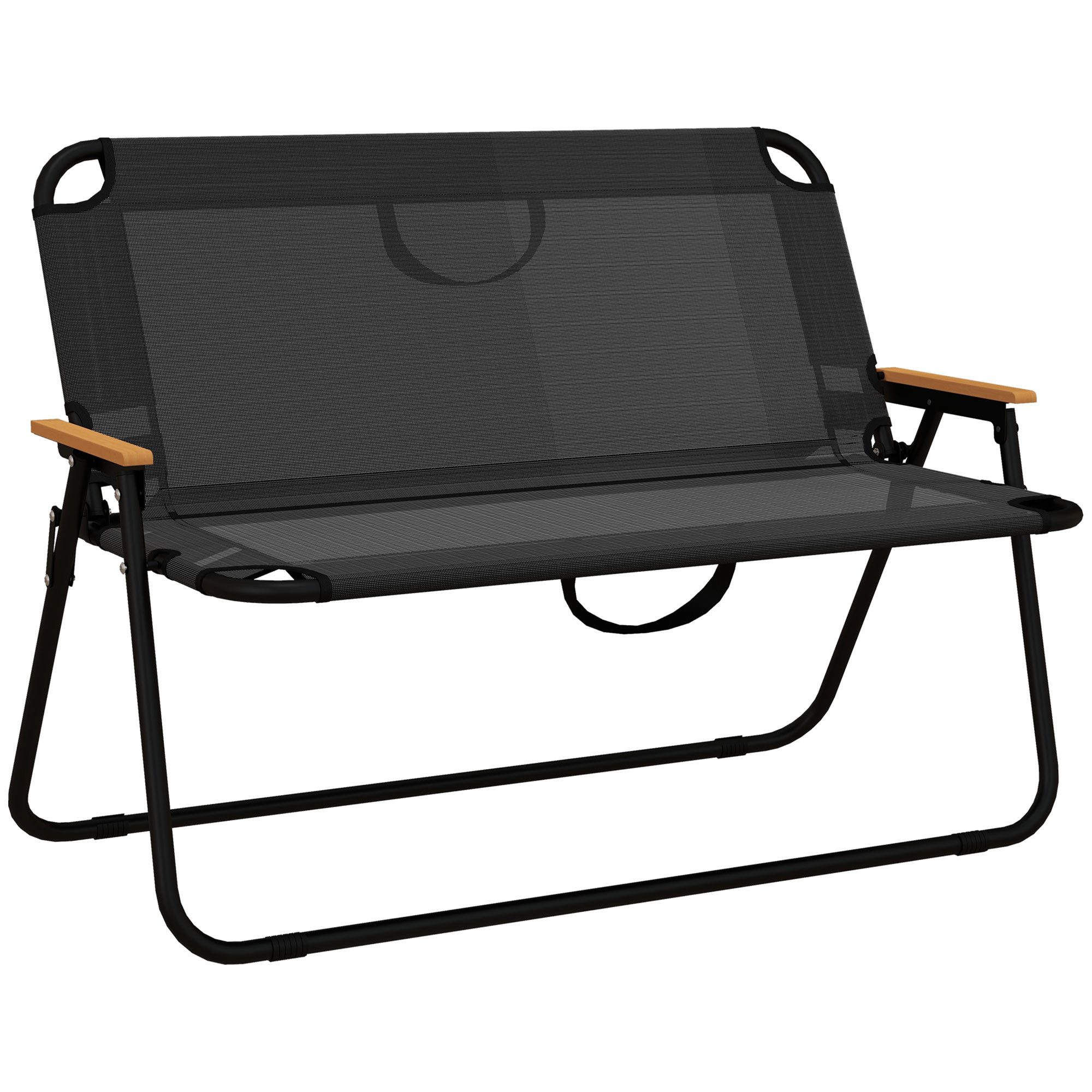 Outsunny Campingstuhl Sitzbank Klappbare 2-Sitzer Campingbank günstig online kaufen