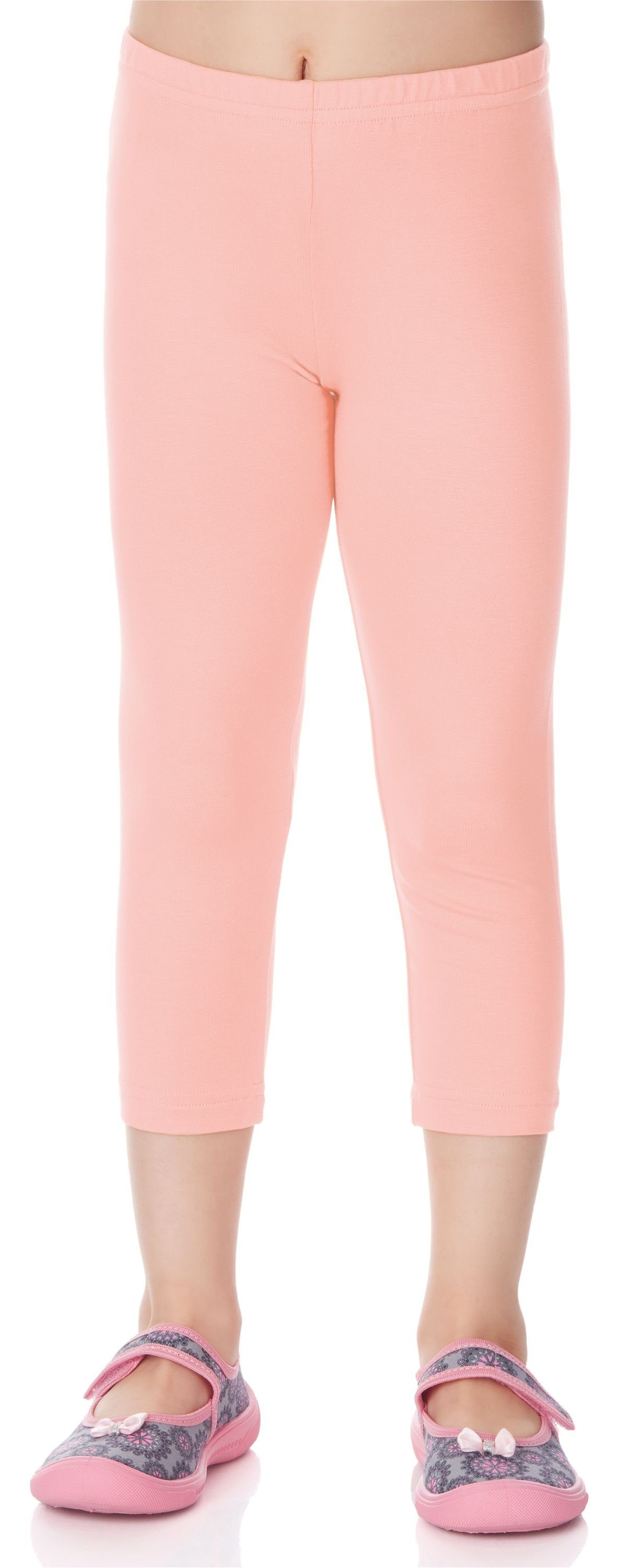 3/4 elastischer Merry Leggings (1-tlg) Style Mädchen Viskose MS10-131 Bund Puderrosa Leggings Capri aus